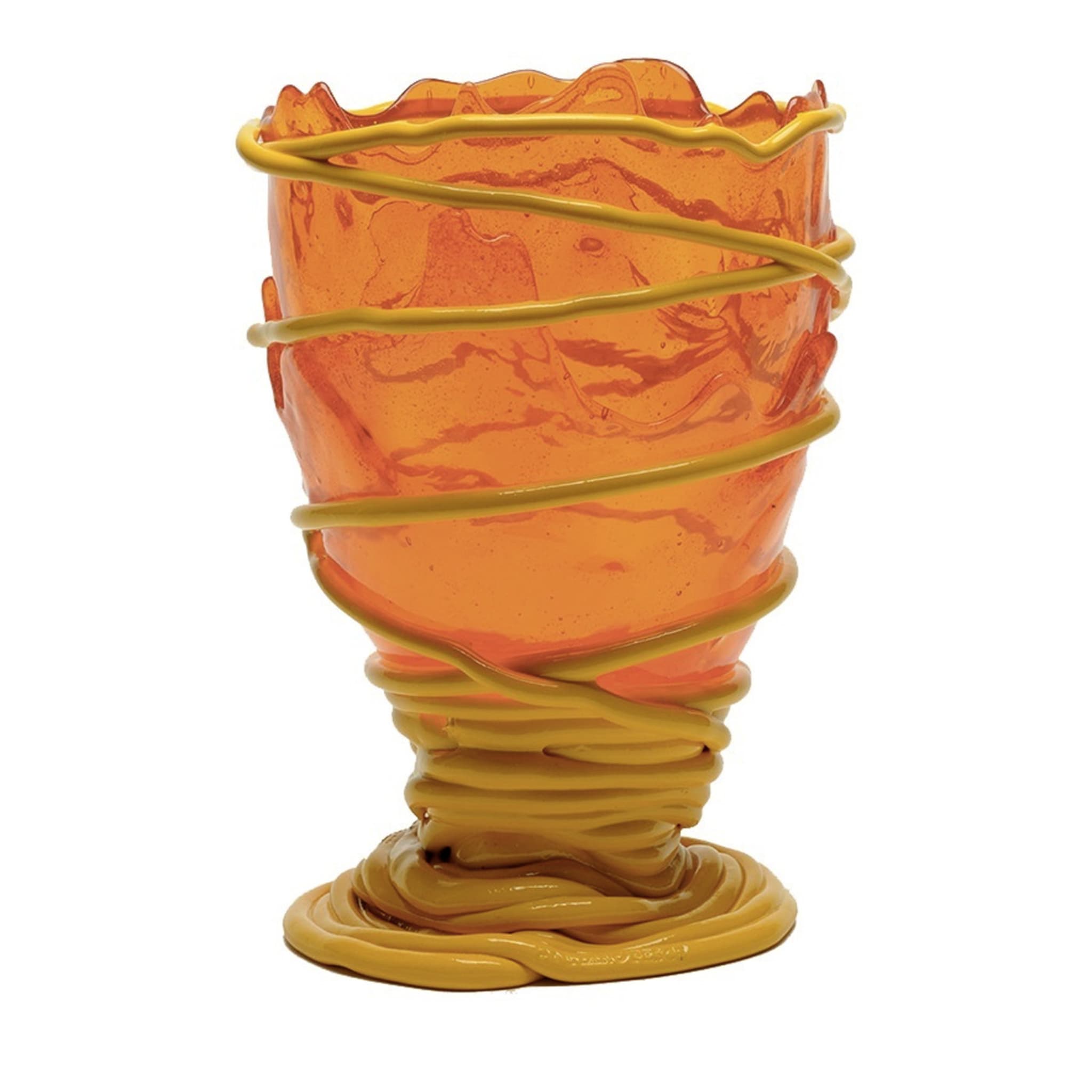 Vase moyen orange et jaune Pompitu II de Gaetano Pesce - Vue principale