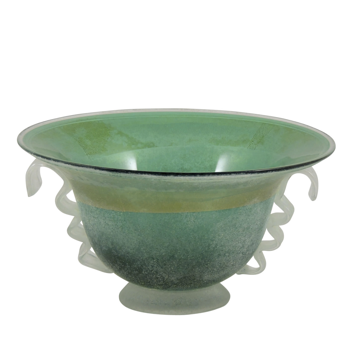 Green Bowl with Silver-Gold Leaf - Gambaro e Tagliapietra