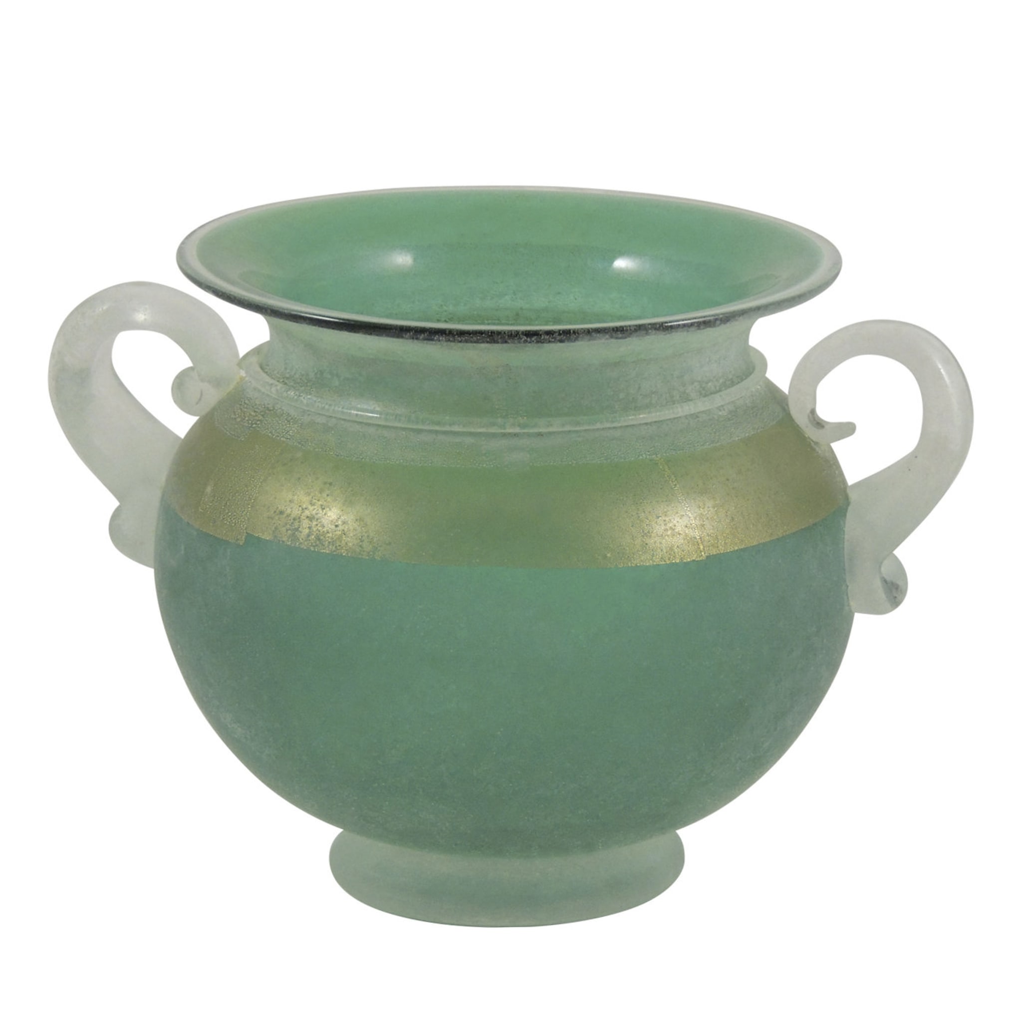 Green Vase with Silver-Gold Leaf - Main view