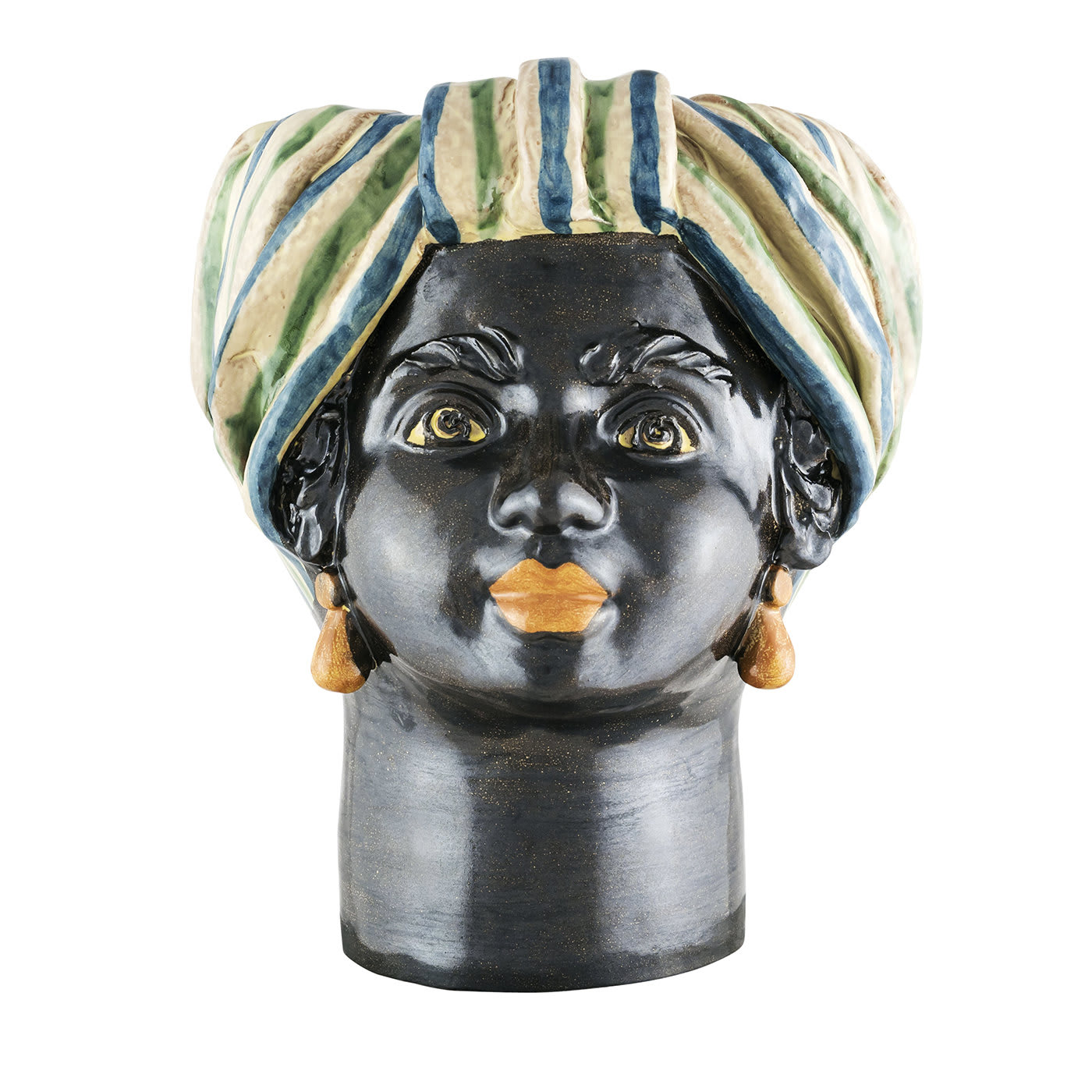 Moor Woman Head with Striped Turban Vase - Alessi Ceramiche