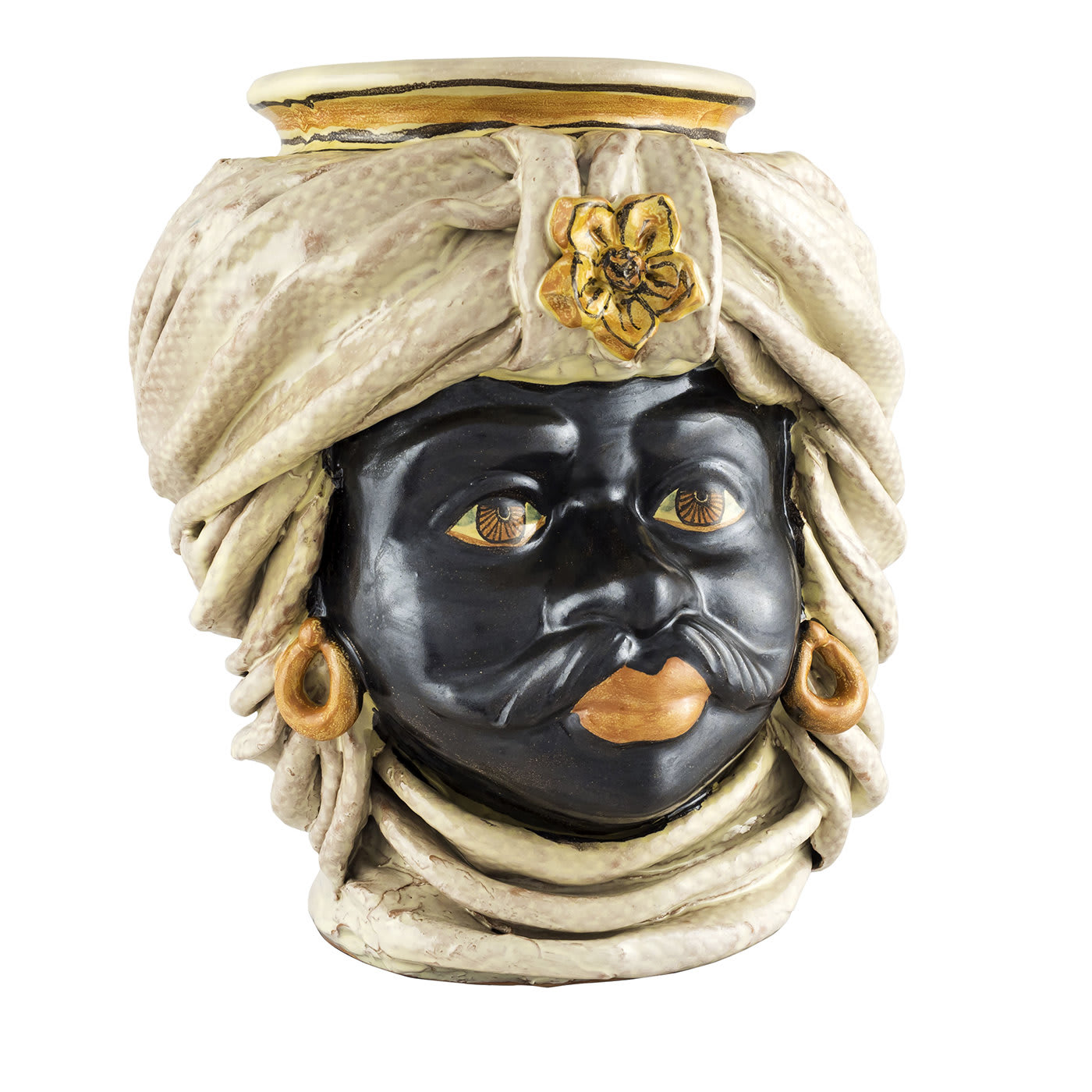 Moor Head with White Turban Vase - Alessi Ceramiche