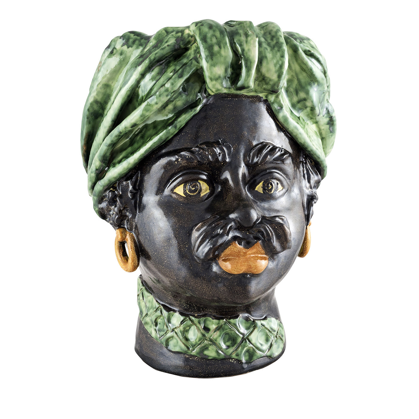 Moor Head with Green Turban Vase - Alessi Ceramiche
