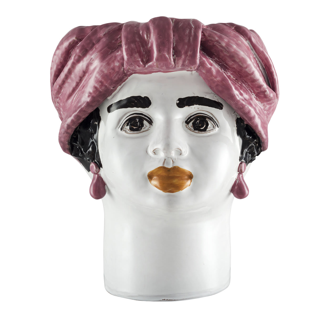 Woman Head with Pink Turban Medium Vase - Alessi Ceramiche