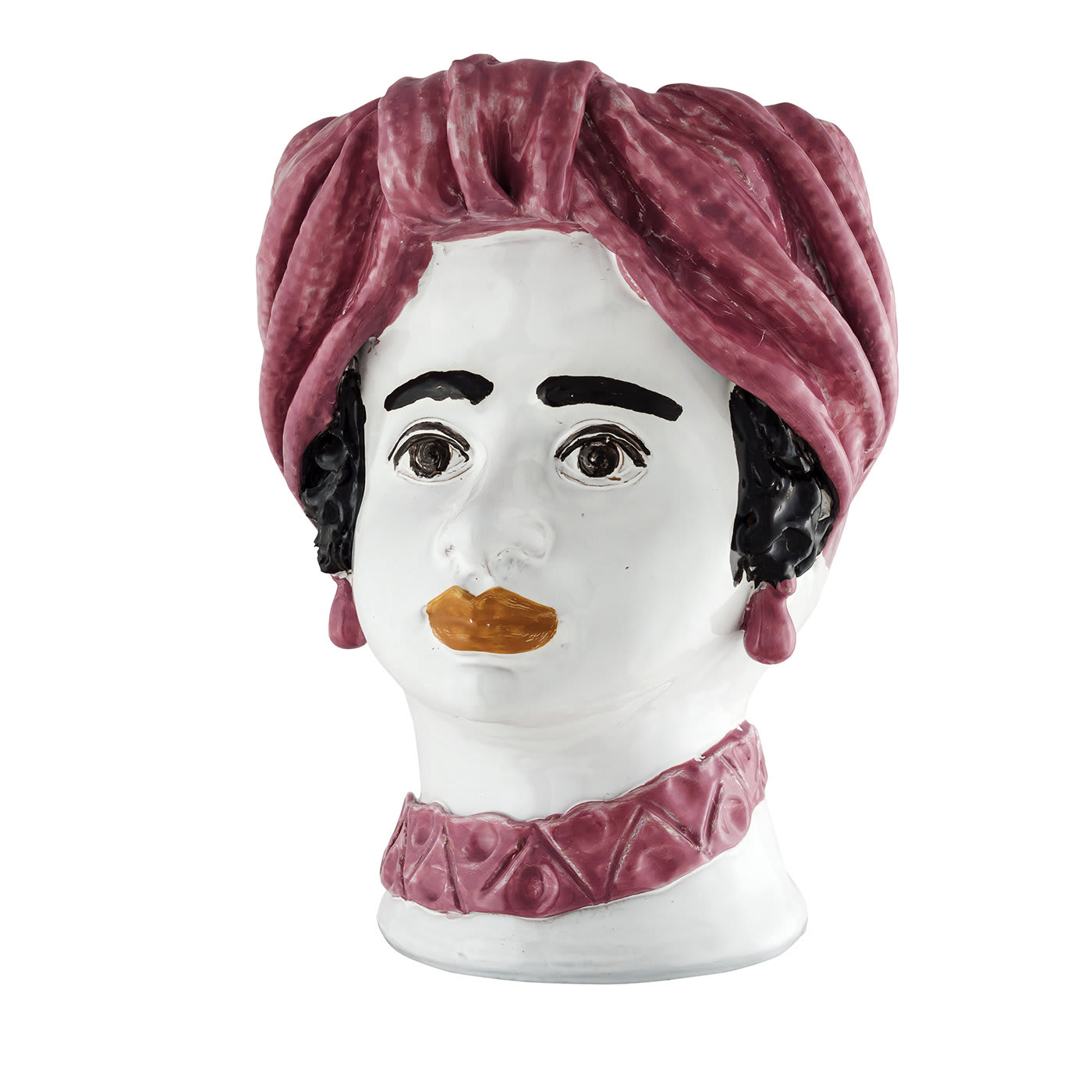 Woman Head with Pink Turban Large Vase - Alessi Ceramiche