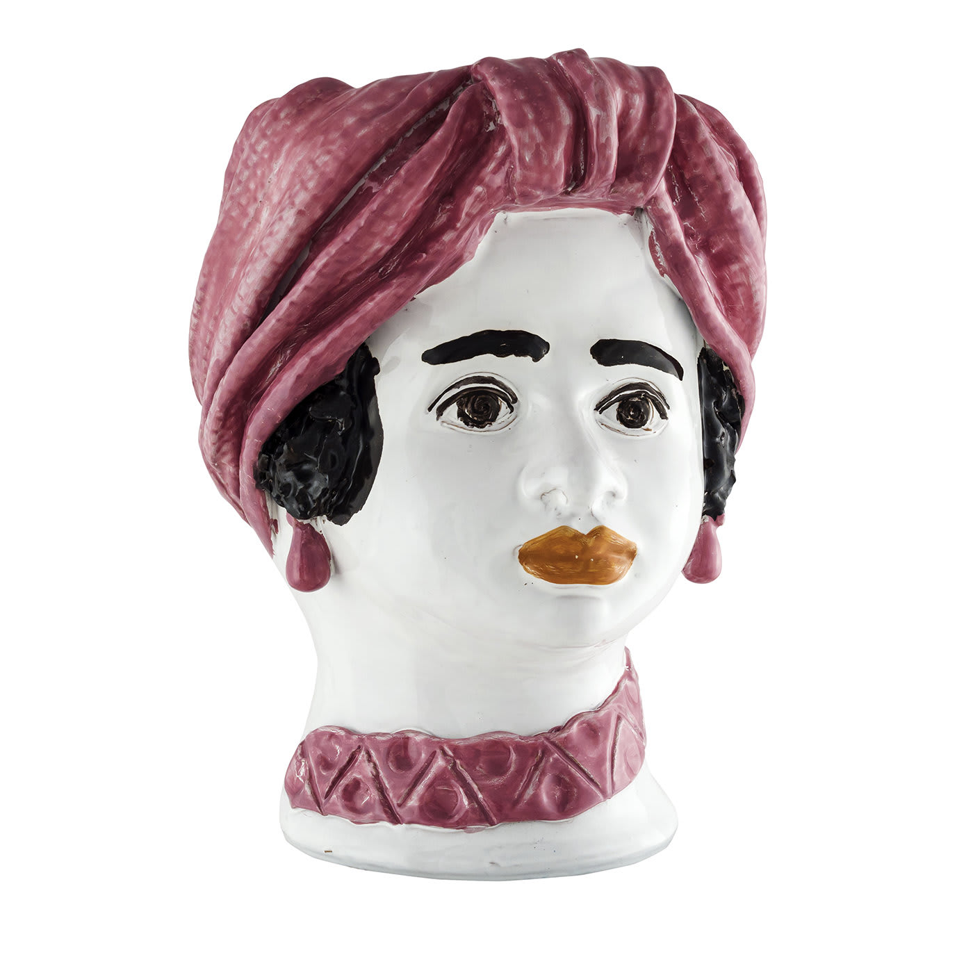 Woman Head with Pink Turban Large Vase - Alessi Ceramiche