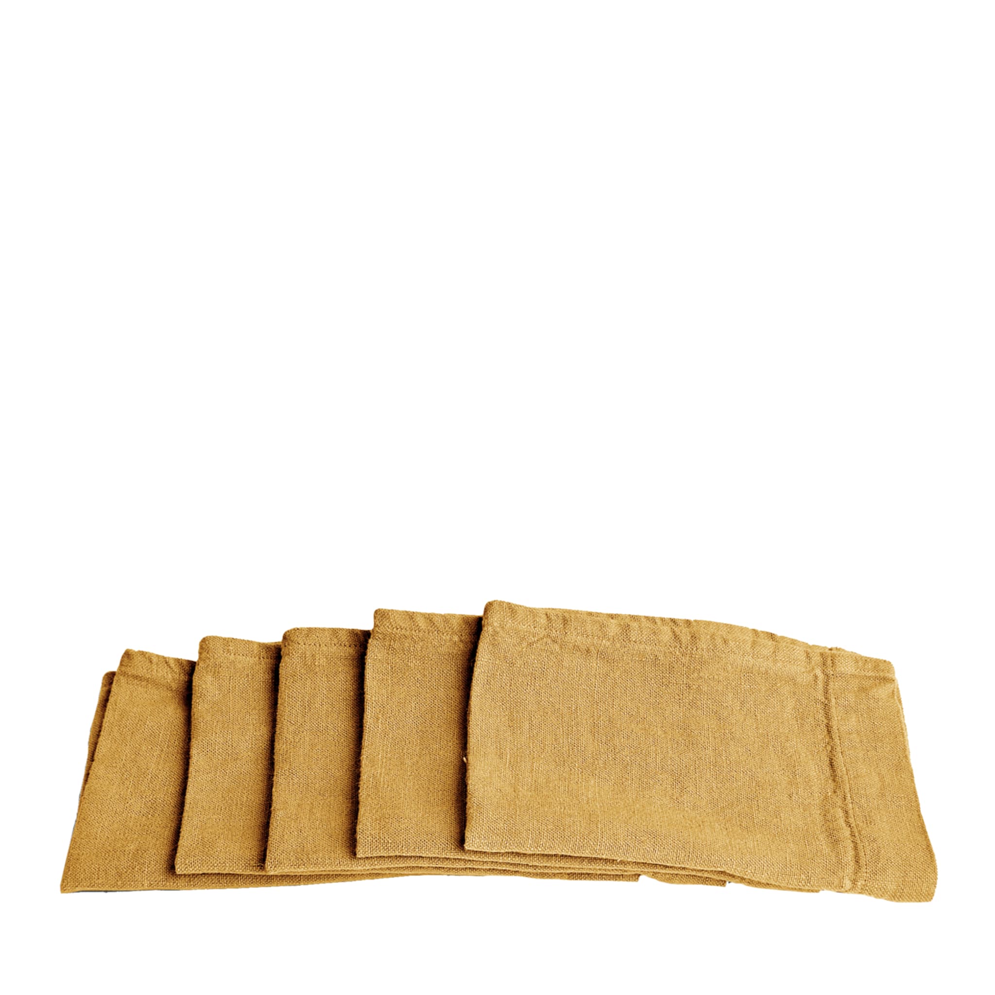 Set of 5 Mustard Linen Hand Towels - Main view