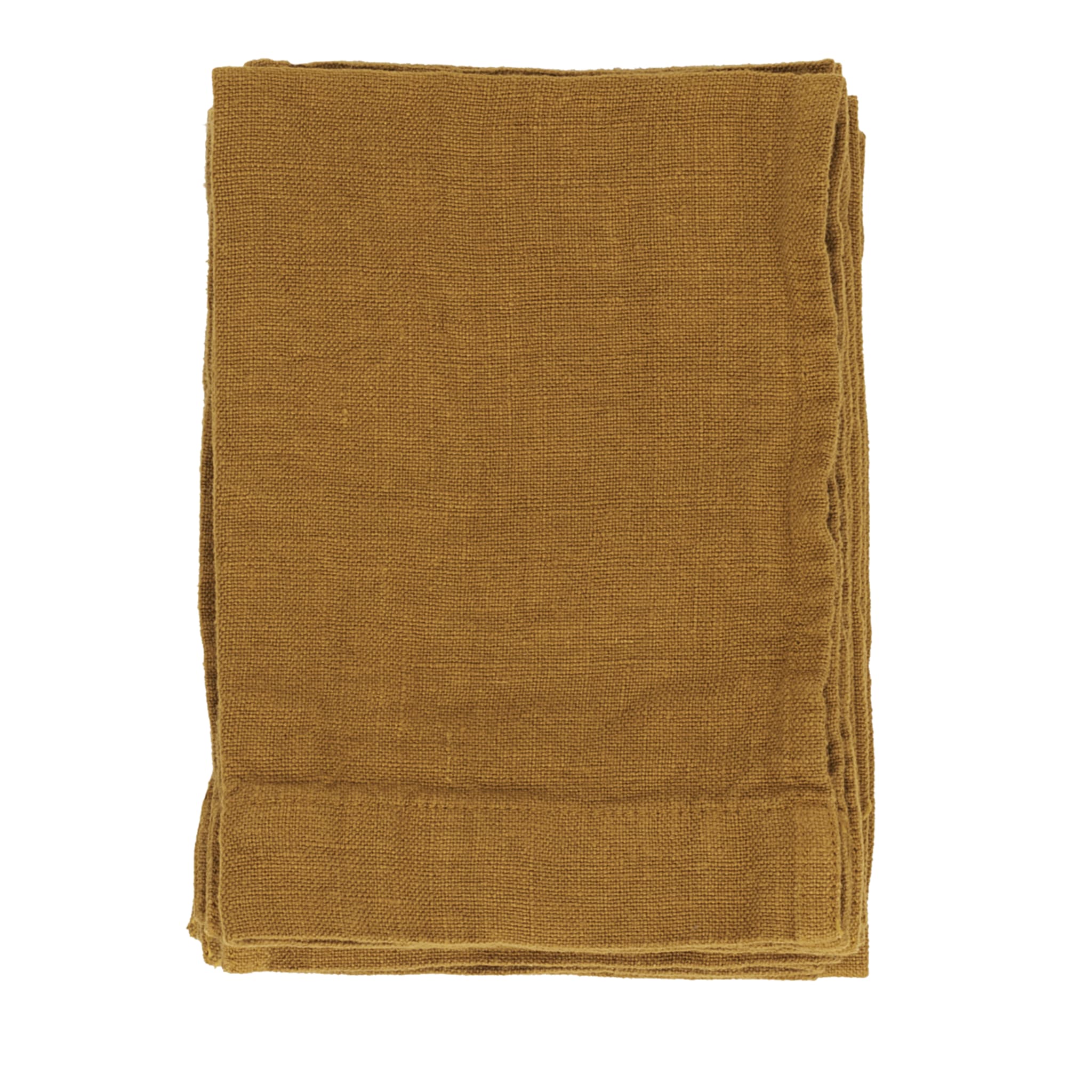 Set of 4 Mustard Linen Hand Towels - Main view