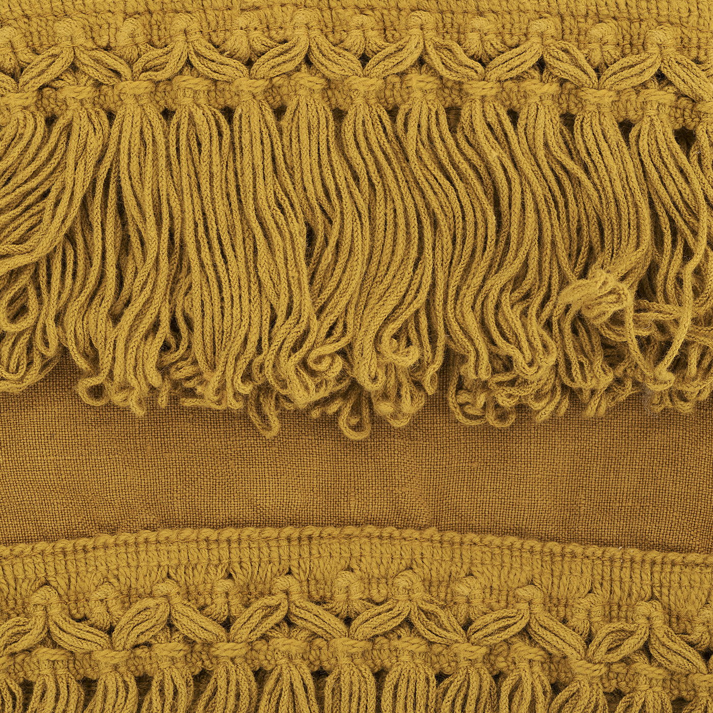 Set of 2 Mustard Linen Towels with Long Fringes - Once Milano