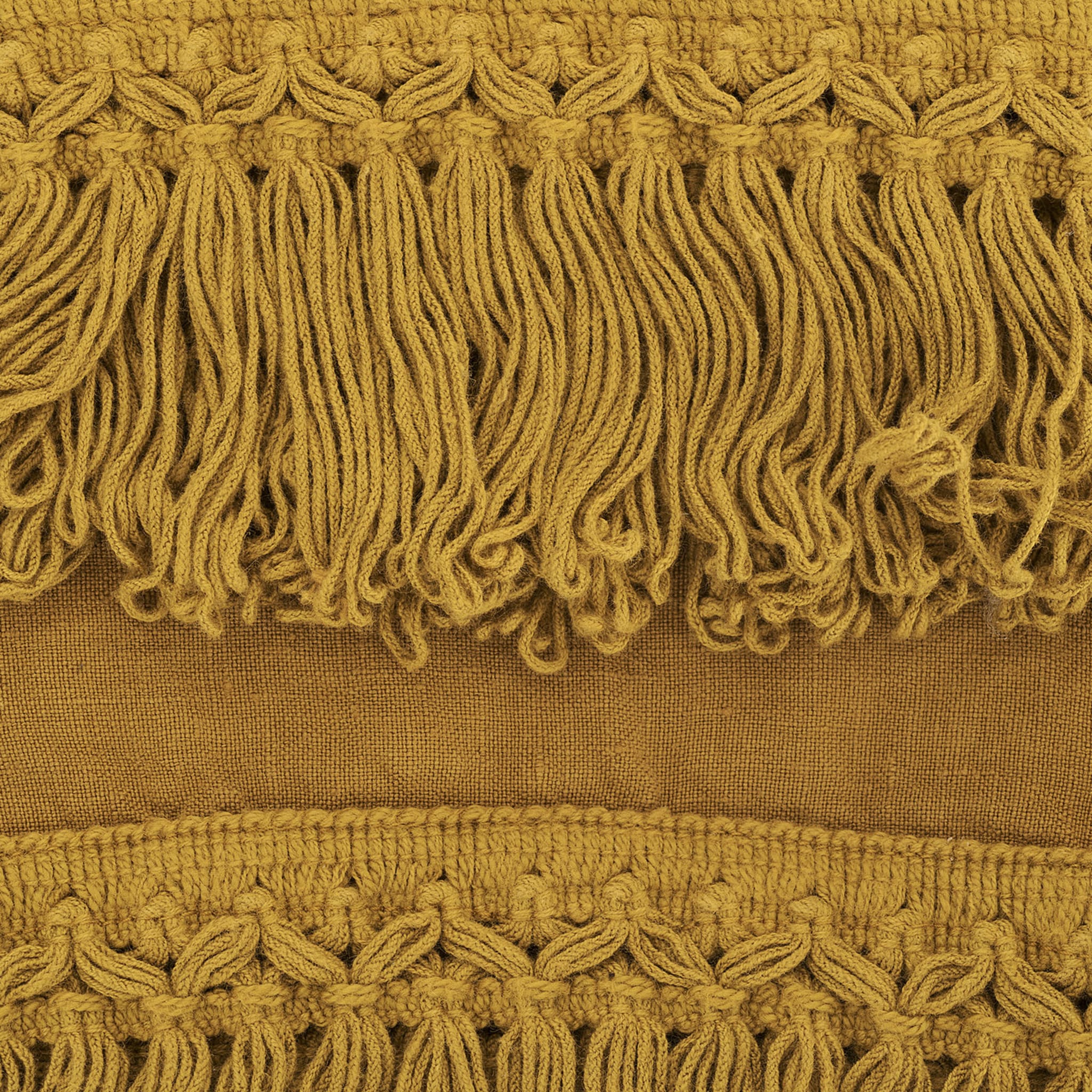 Set of 2 Mustard Linen Towels with Long Fringes - Alternative view 1