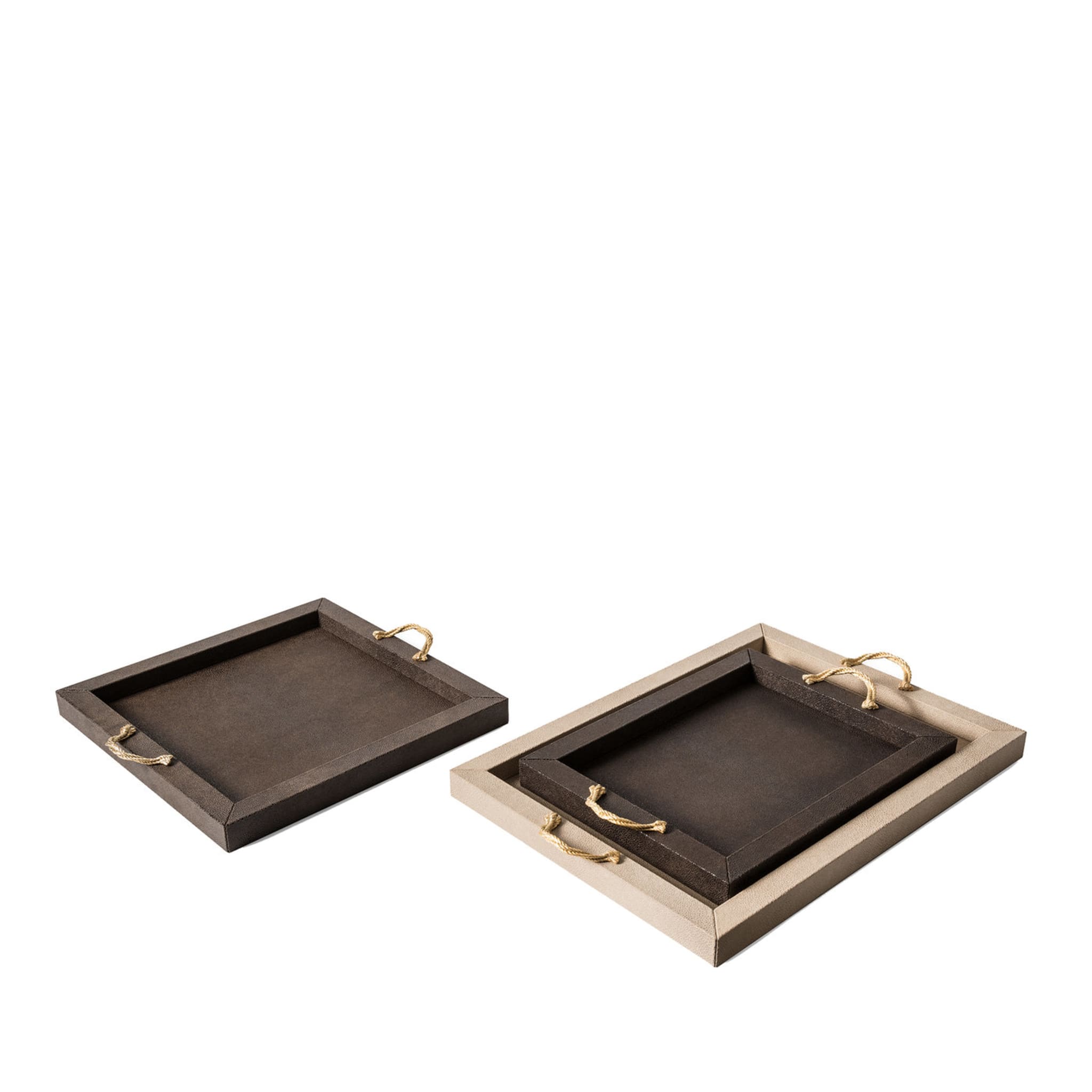 Thalia Kleines rechteckiges Tablett mit 24K Gold - Alternative Ansicht 1