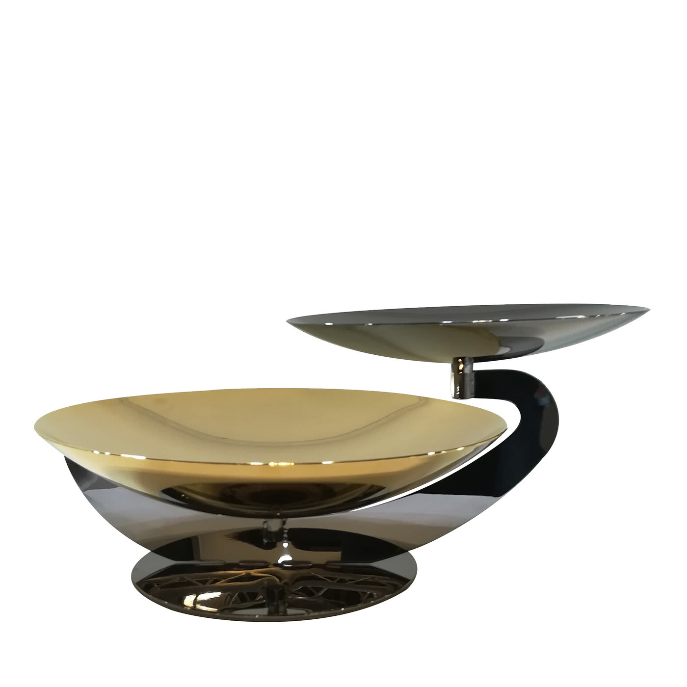 24K Gold Plated and Glossy Black Two-Tier Serving Stand - Elleffe Design