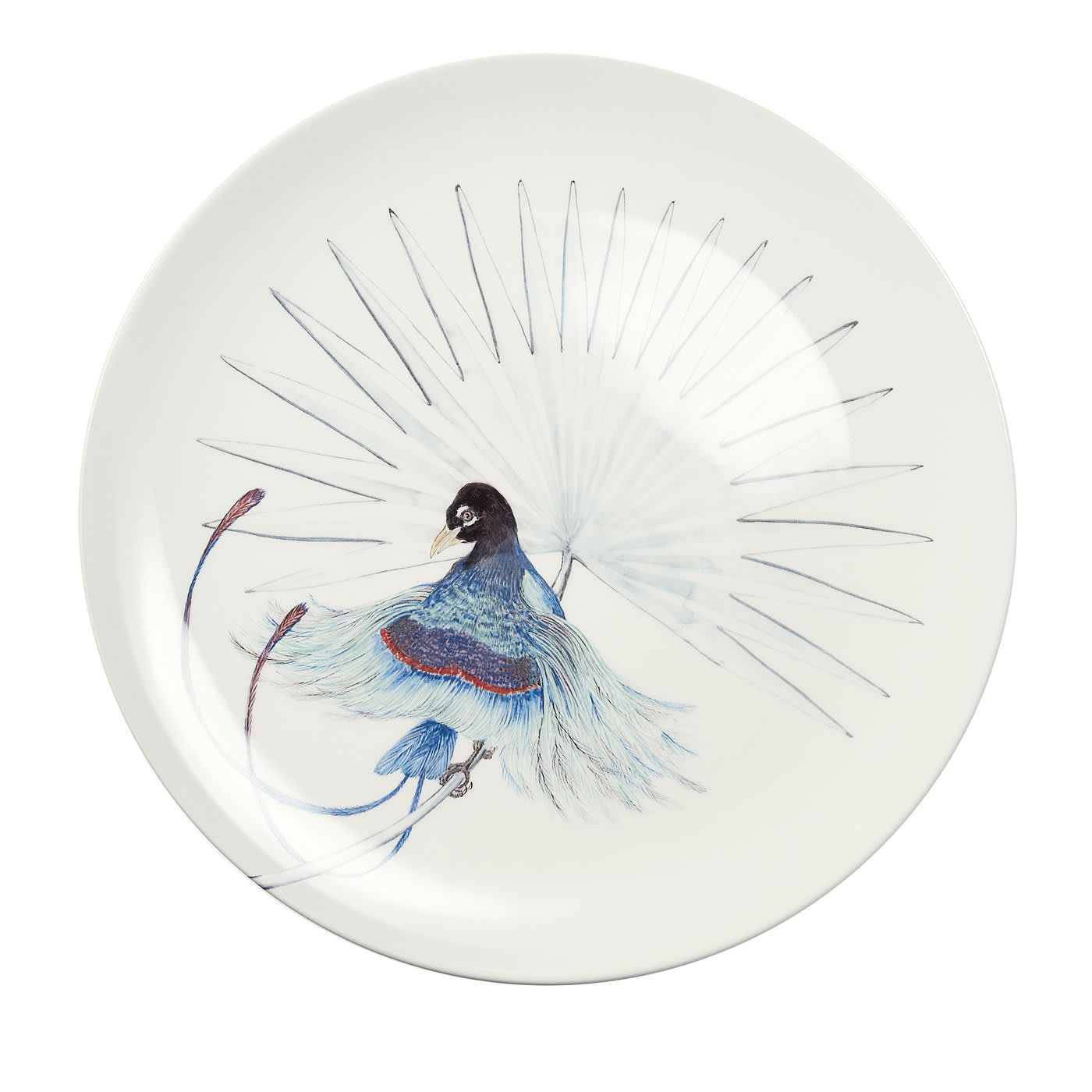 Birds of Paradise White Dinner Plate #3 - Laboratorio Paravicini