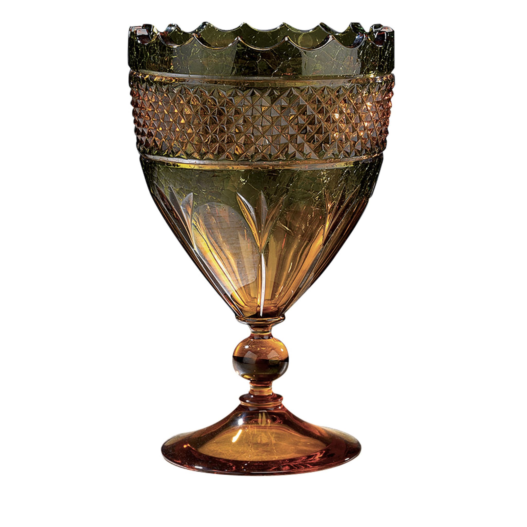 Coppa di cristallo in ambra e verde - Vista principale