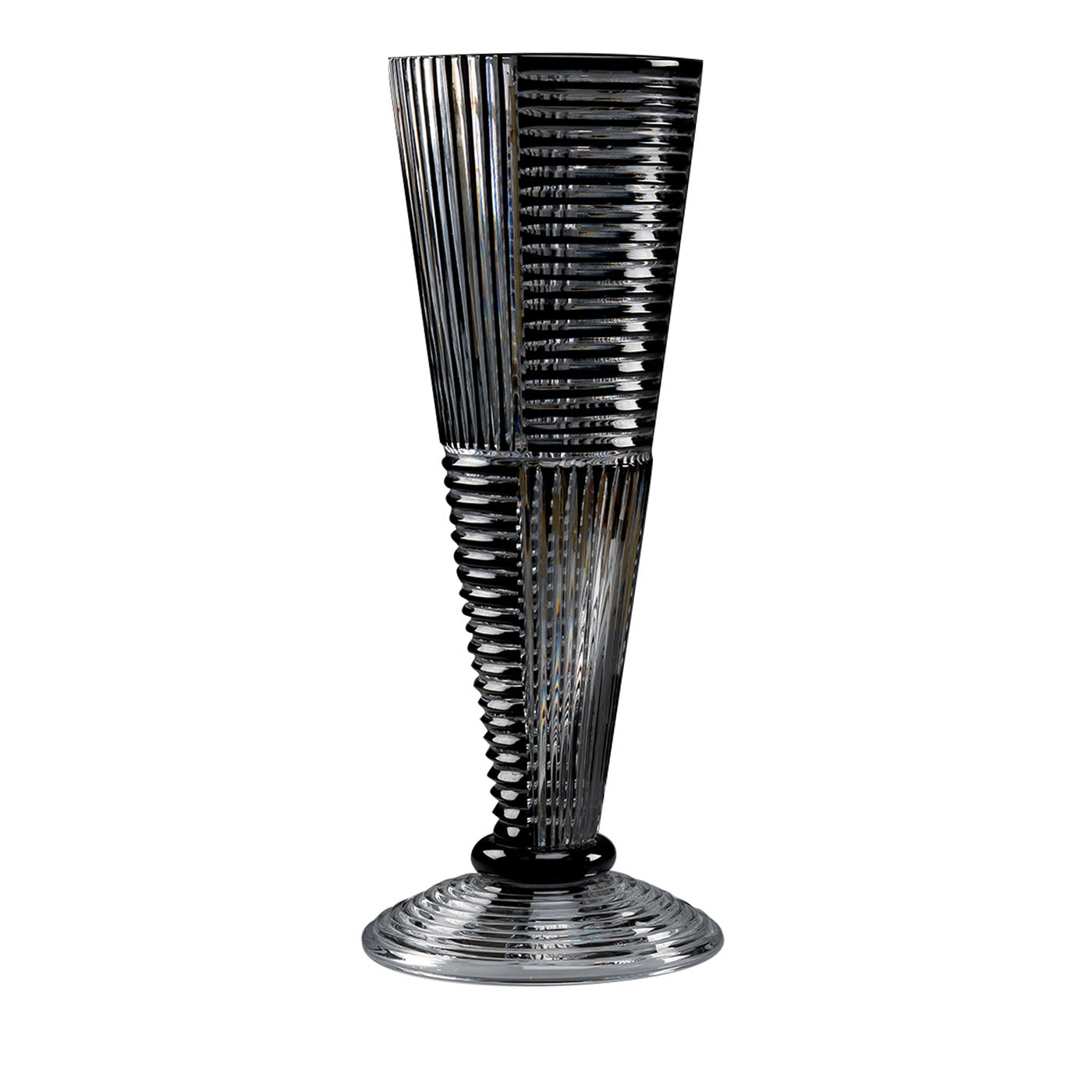 Crystal Tall Vase in Clear and Black - Nuova Cev