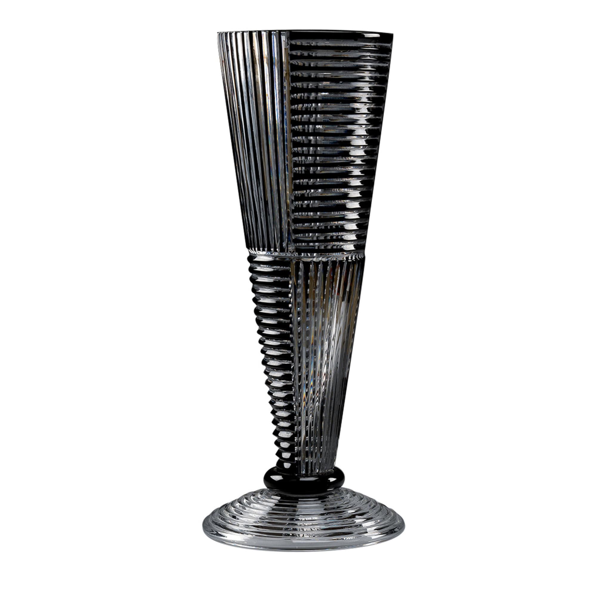 Crystal Tall Vase in Clear and Black - Main view