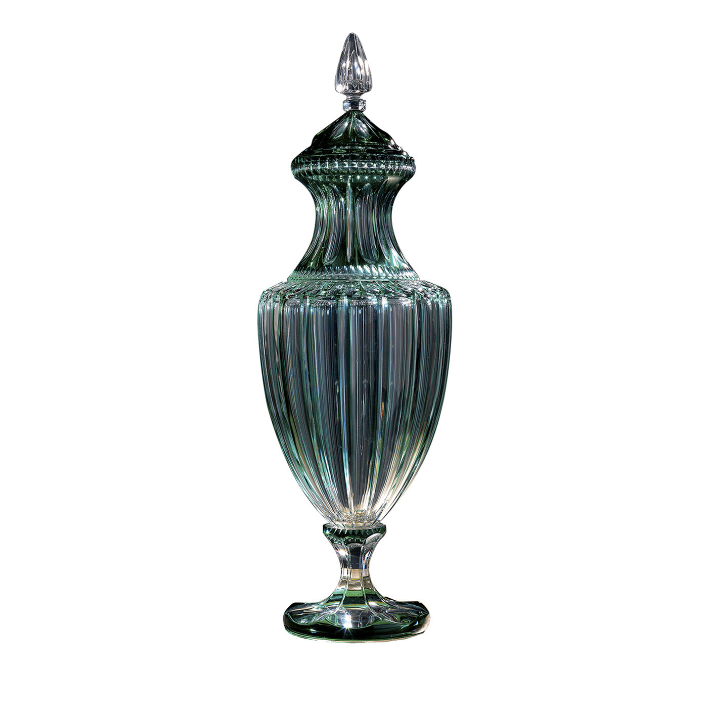 Amphora Crystal Vase in Clear and Green - Nuova Cev