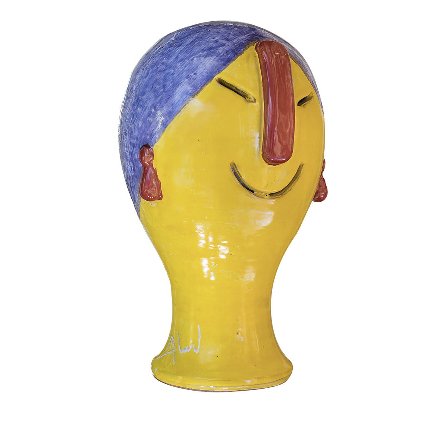 Yellow Head Small Sculpture with Applications - Alessi Ceramiche