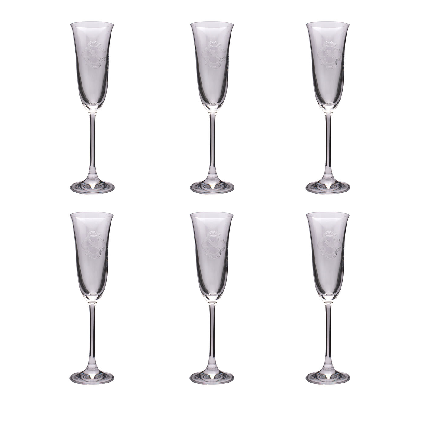 Set of 6 Champagne Flutes with Monogram - Vanessa Cavallaro