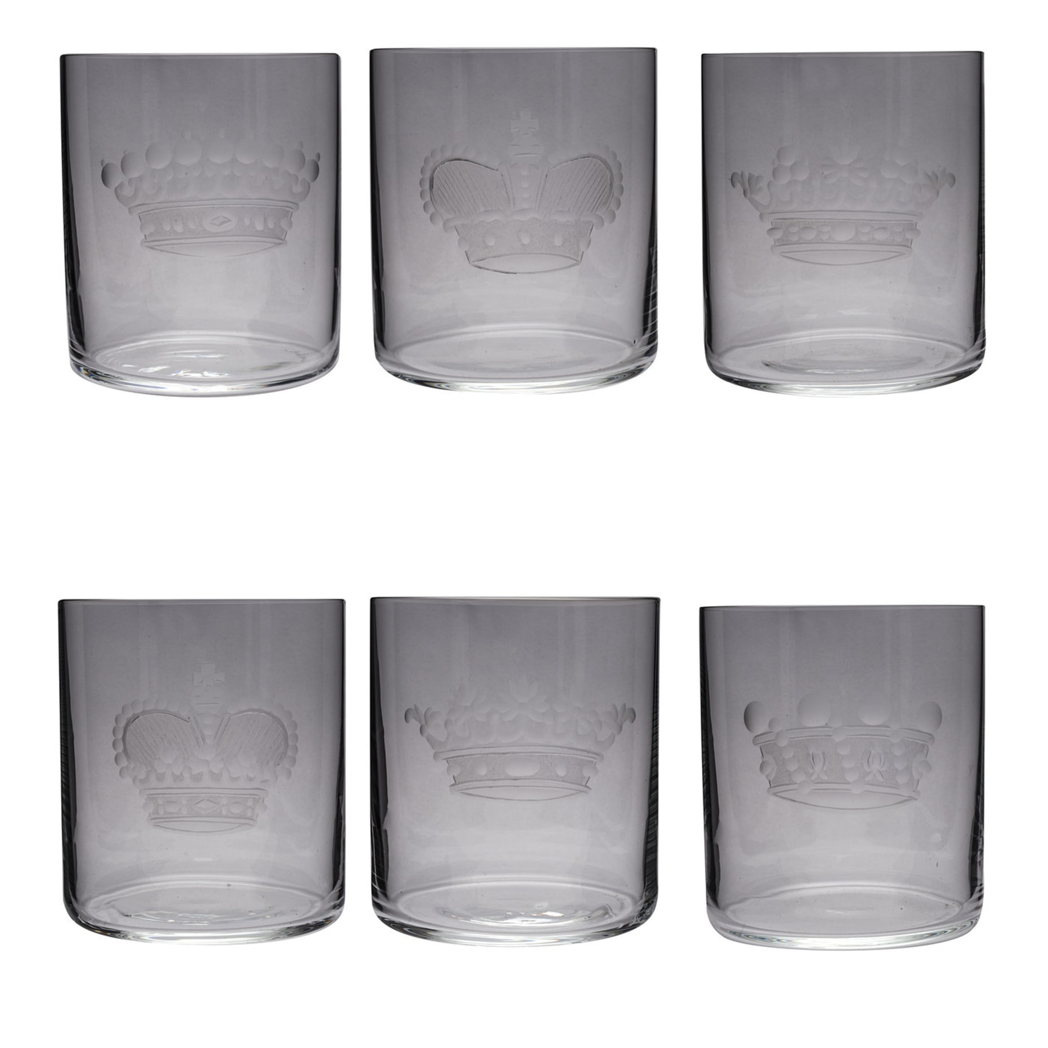 Set of 6 Water Glasses with Crowns - Main view