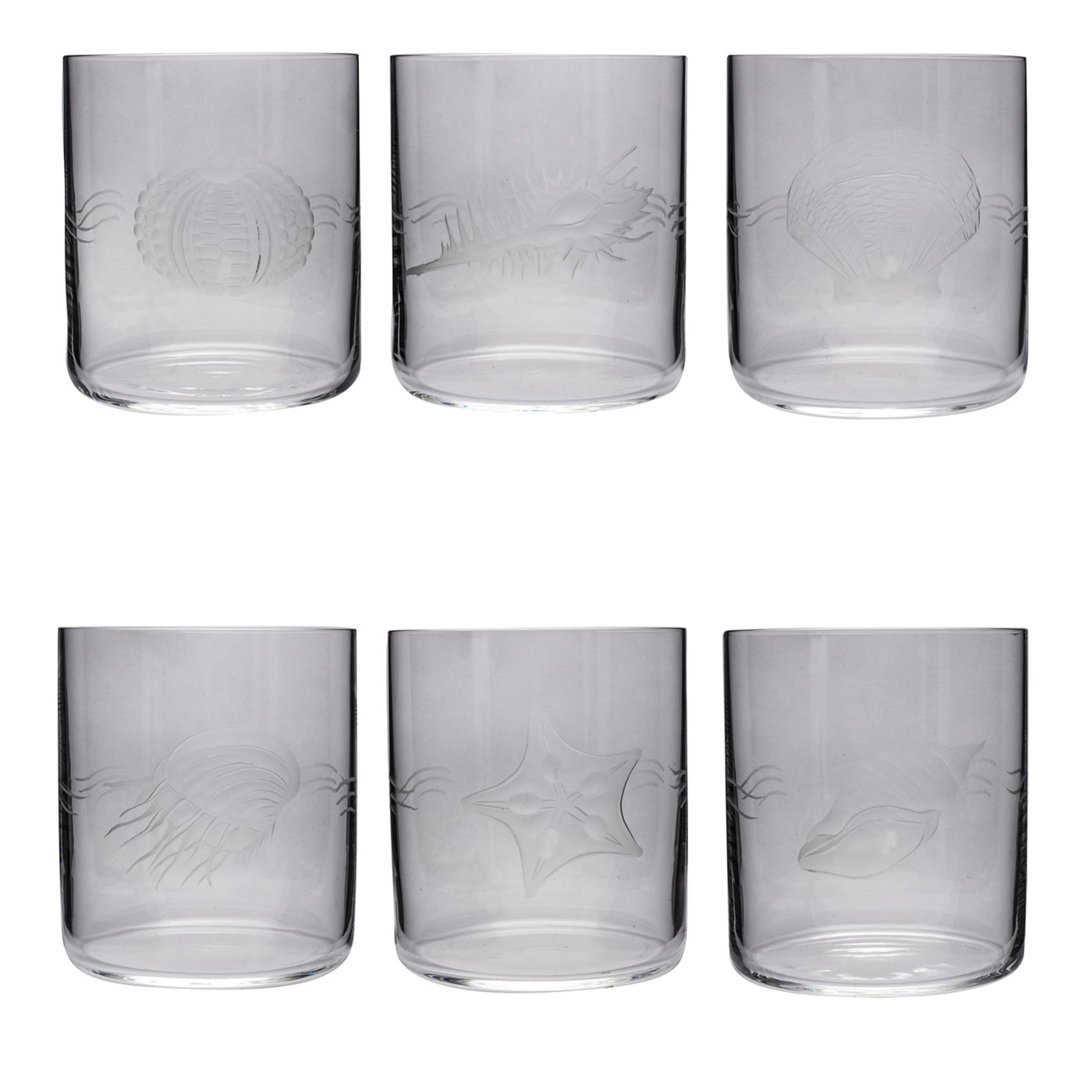 Set of 6 Water Glasses with Marine Theme - Main view