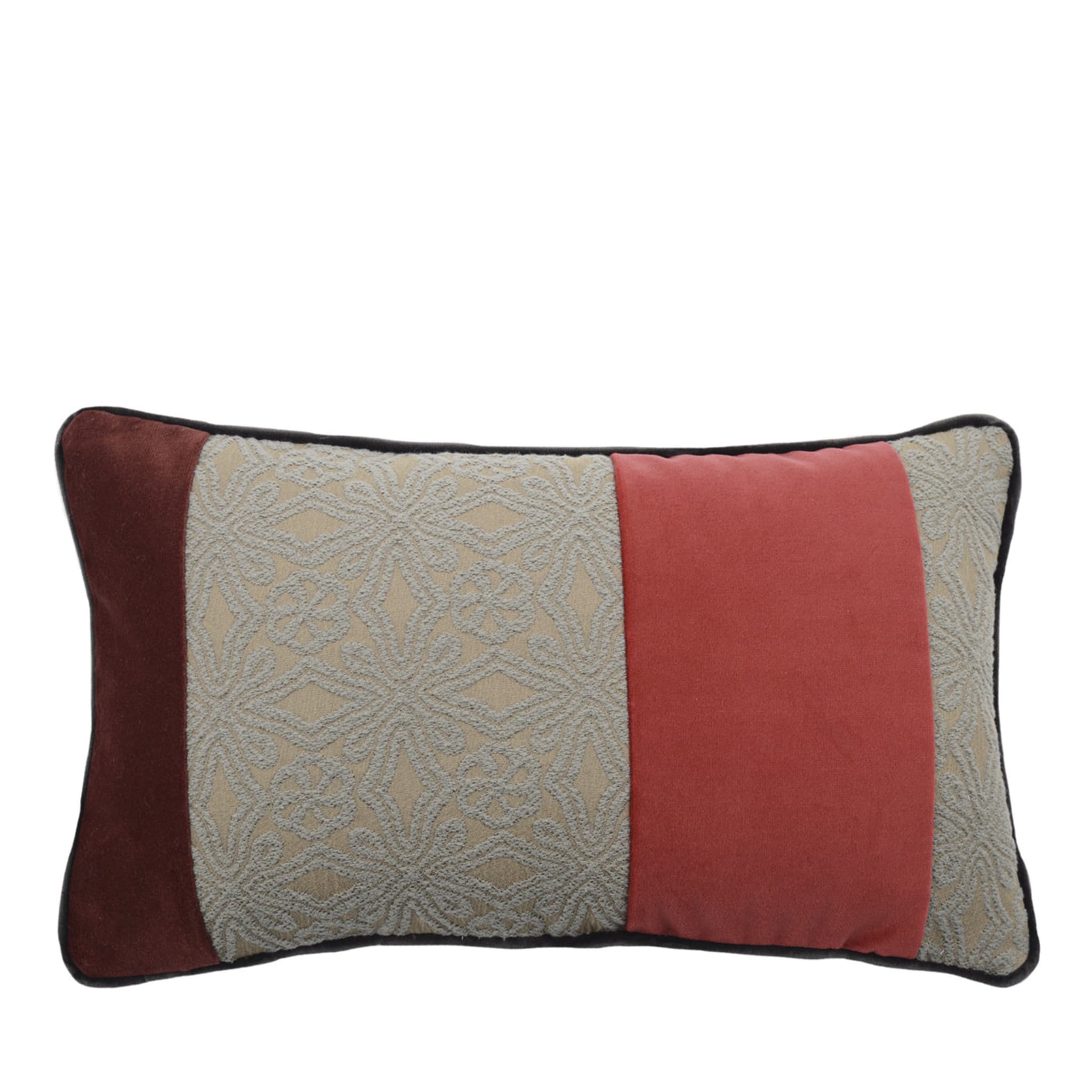 Bandé Cushion in jacquard fabric and cotton velvet - Main view