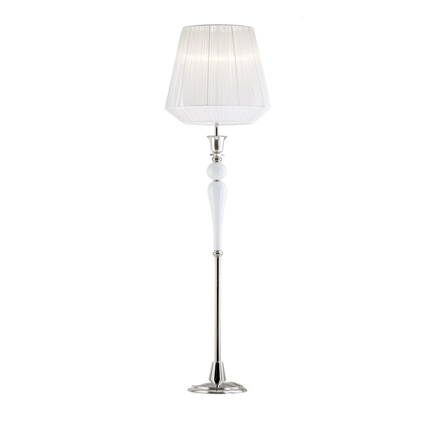 White and Silver Venetian Glass Floor Lamp - Il Paralume Marina