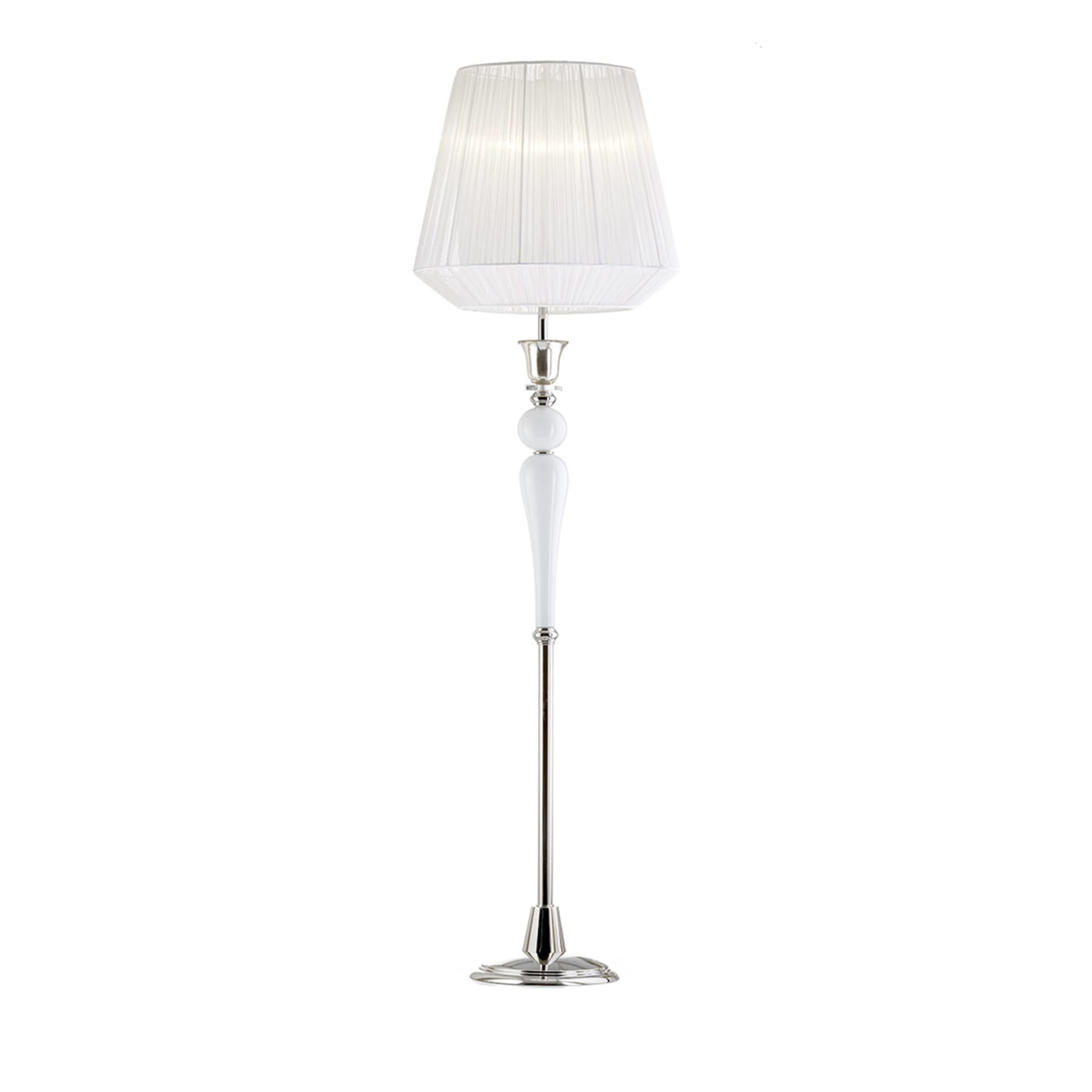 Lámpara de pie de cristal veneciano blanco y plateado - Vista principal