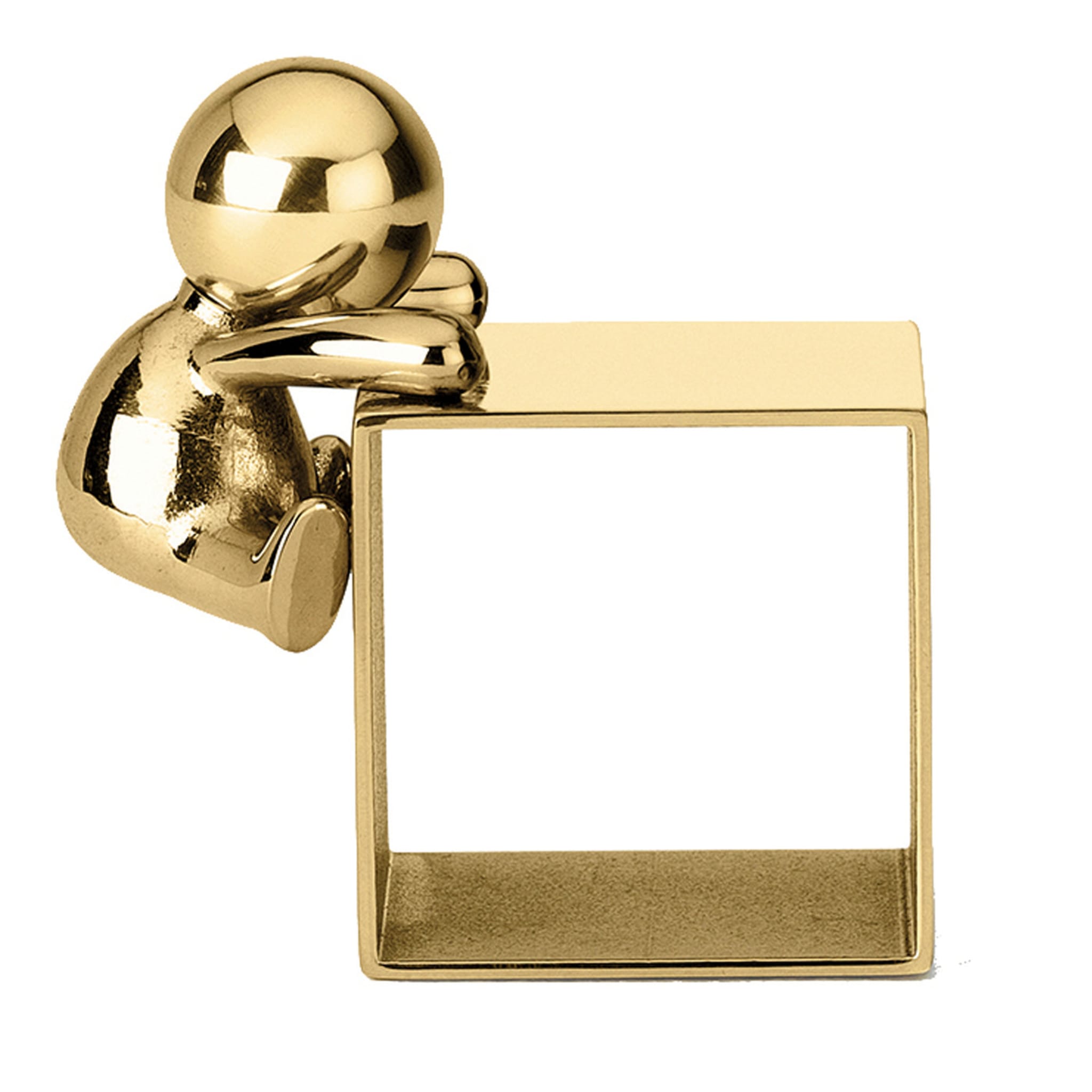 Omini Climbing Napkin Ring in Polished Brass By Stefano Giovannoni - Main view