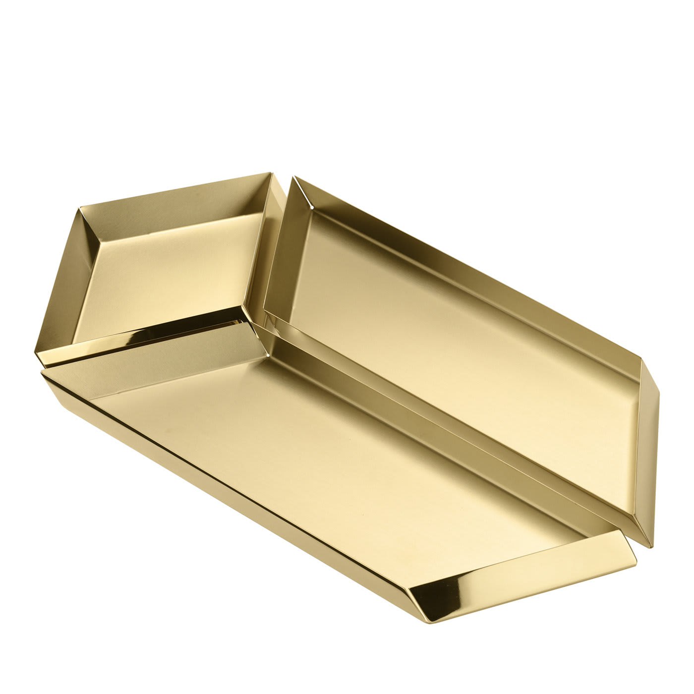 Axonometry Polished Brass Large Parallelepiped Tray By Elisa Giovannoni - Ghidini 1961