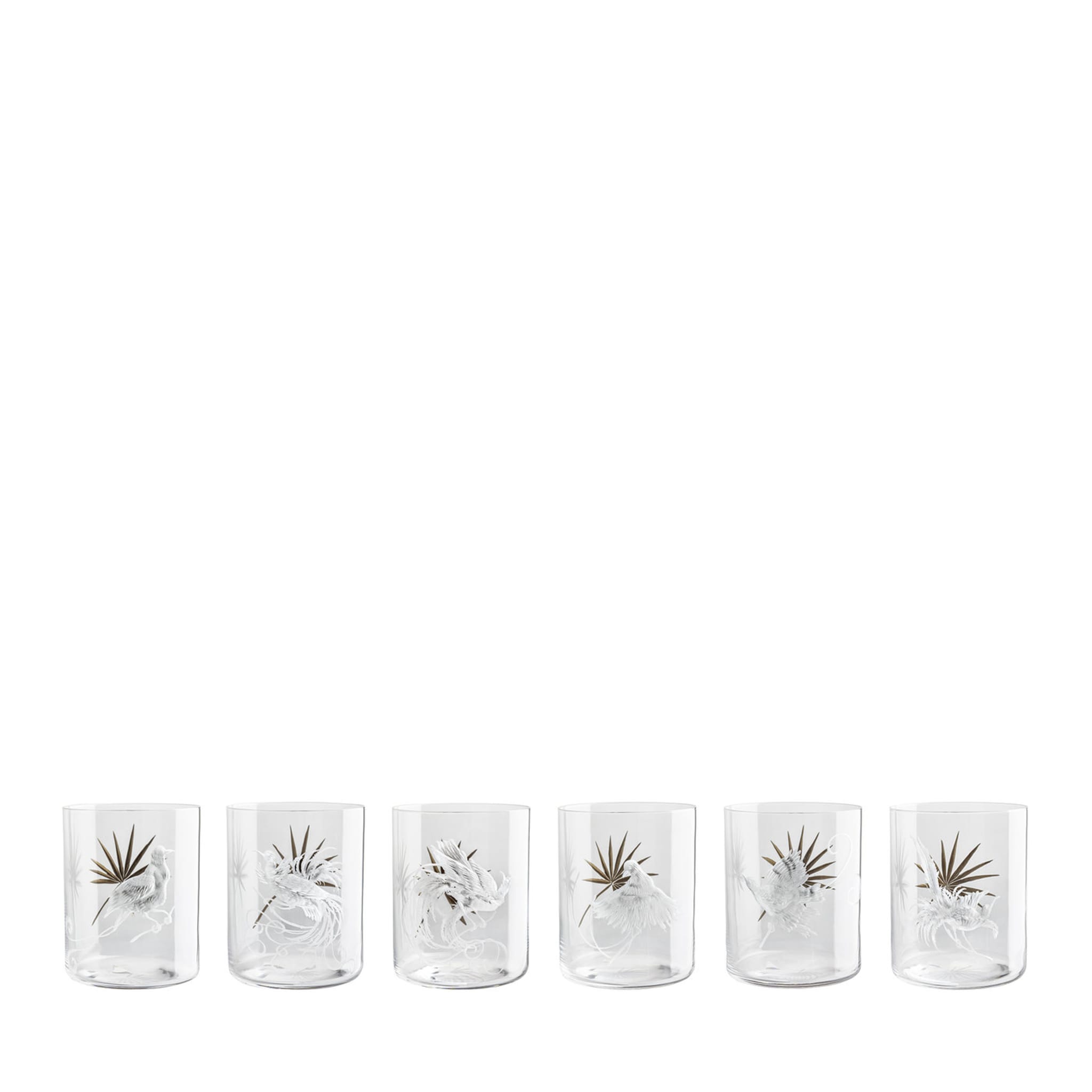 Set of 6 Birds of paradise Crystal Glasses - Main view