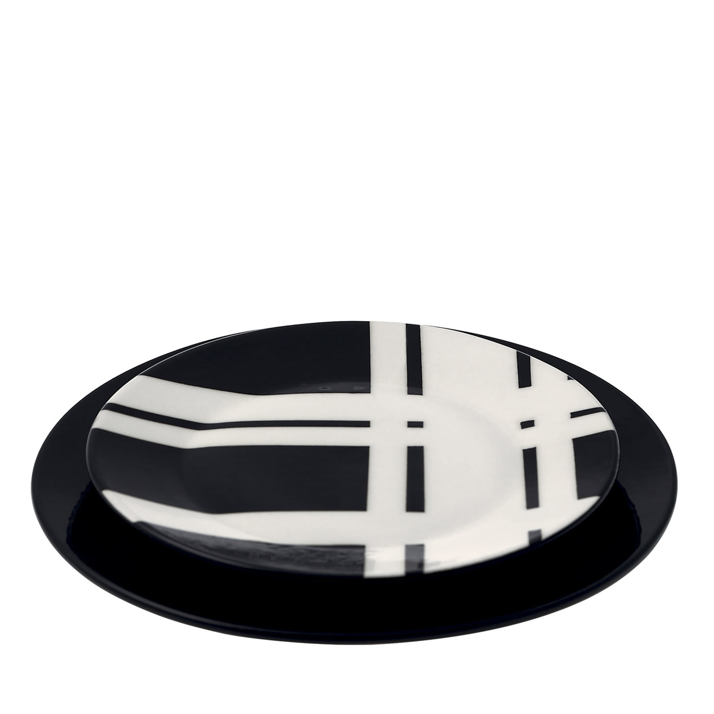 Set #3 Black And White Plate And Charger  - Rometti