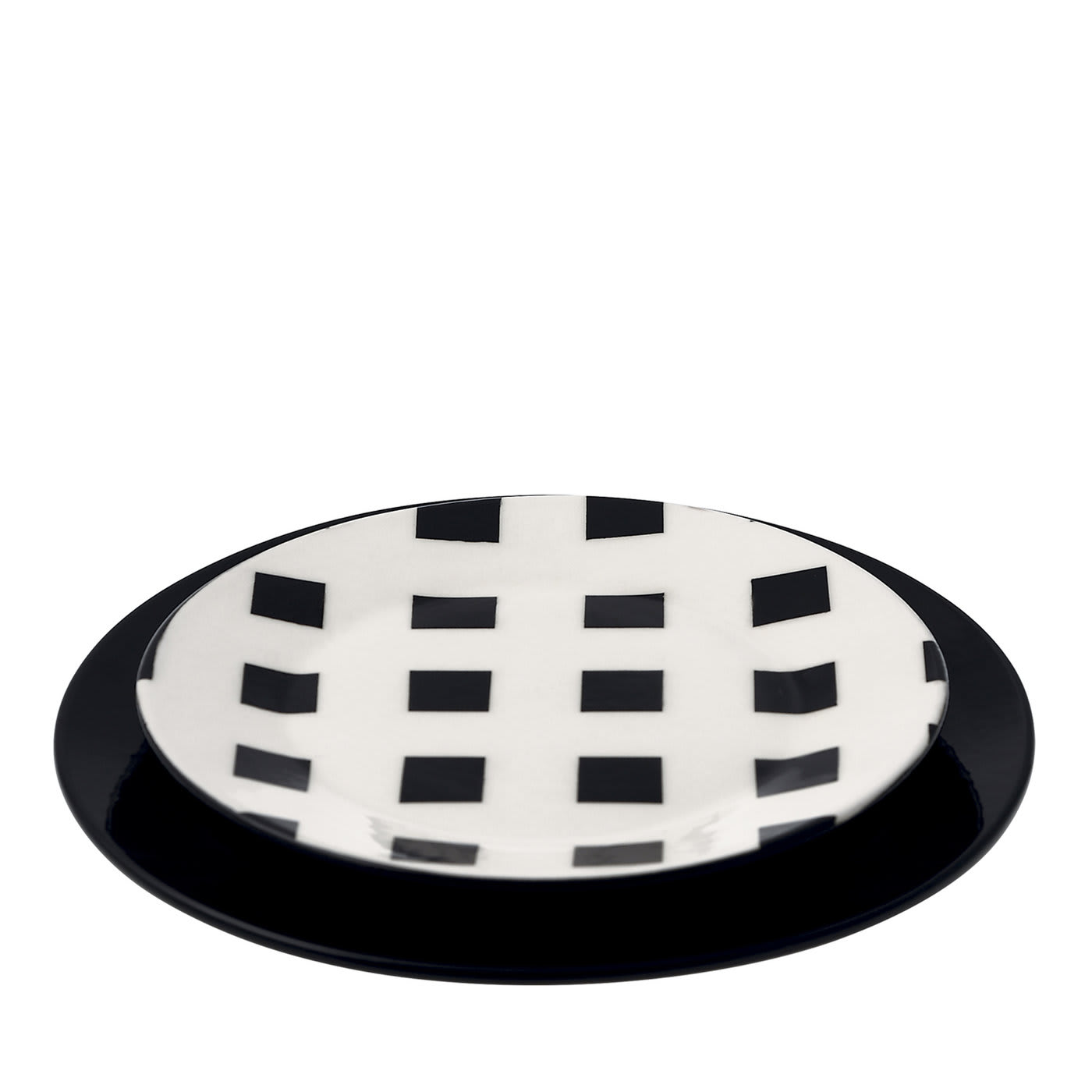Set #6 Black And White Plate And Charger  - Rometti