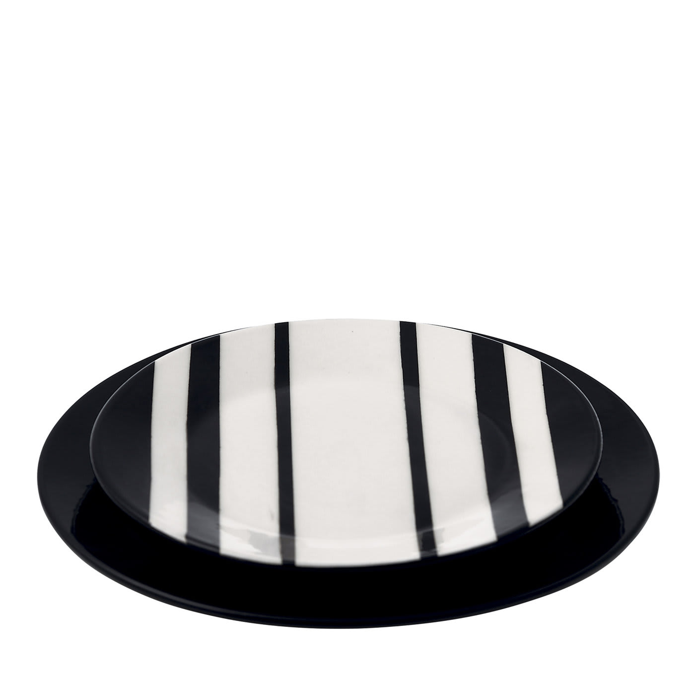 Set #9 Black And White Plate And Charger  - Rometti