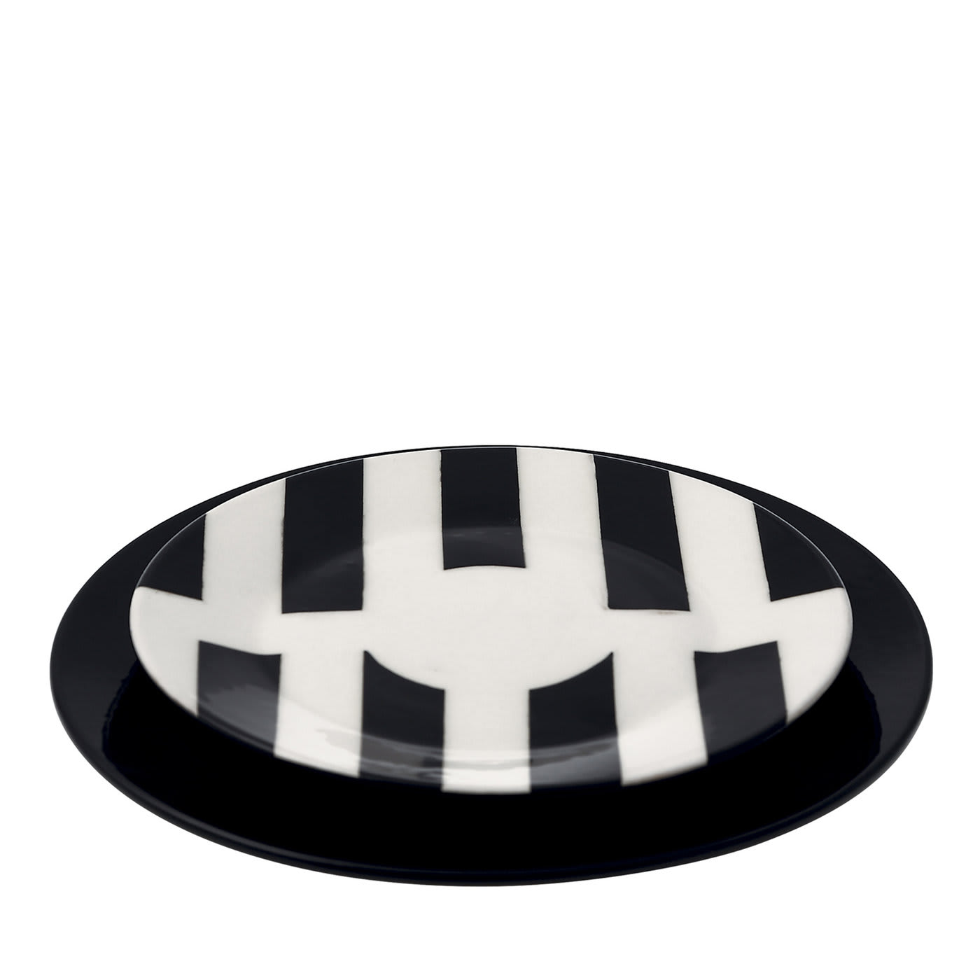 Set #10 Black And White Plate And Charger  - Rometti