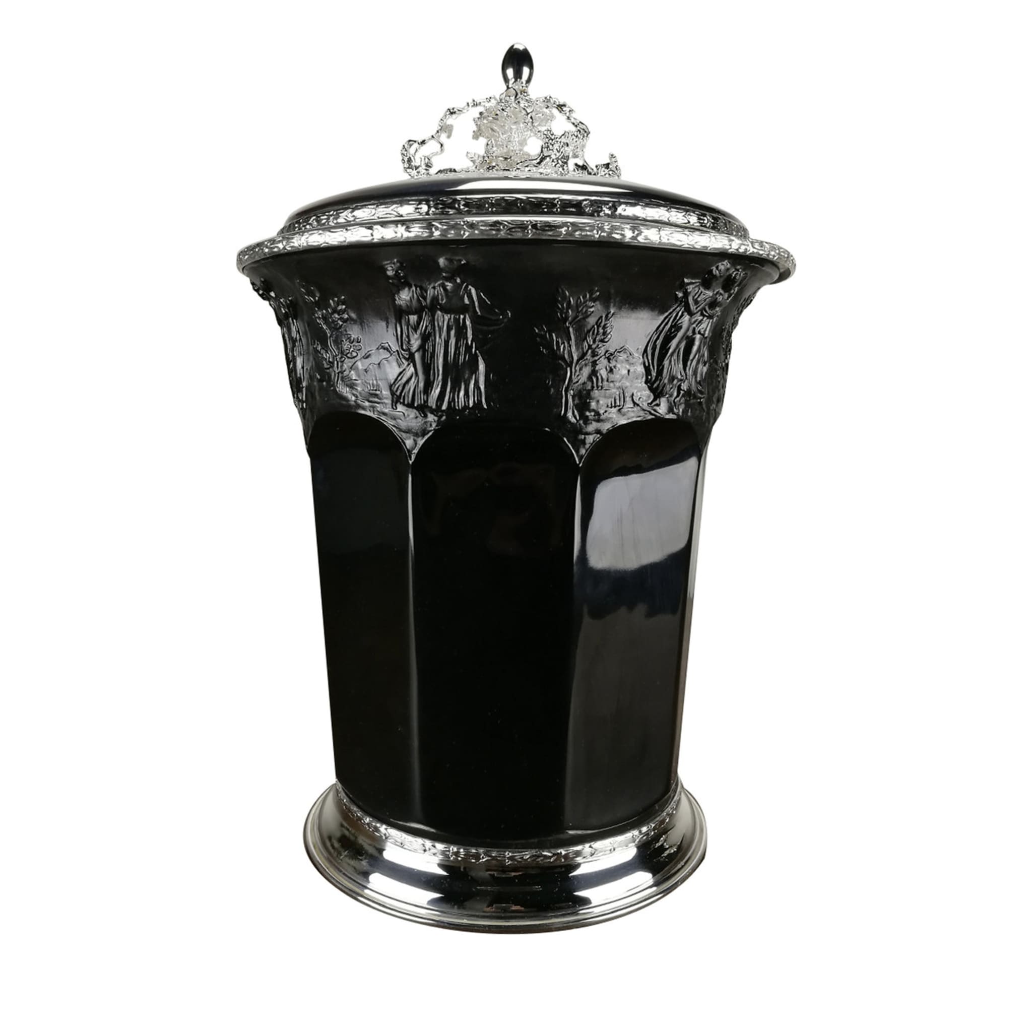 Ice Bucket with Lid in Black Porcelain - Main view