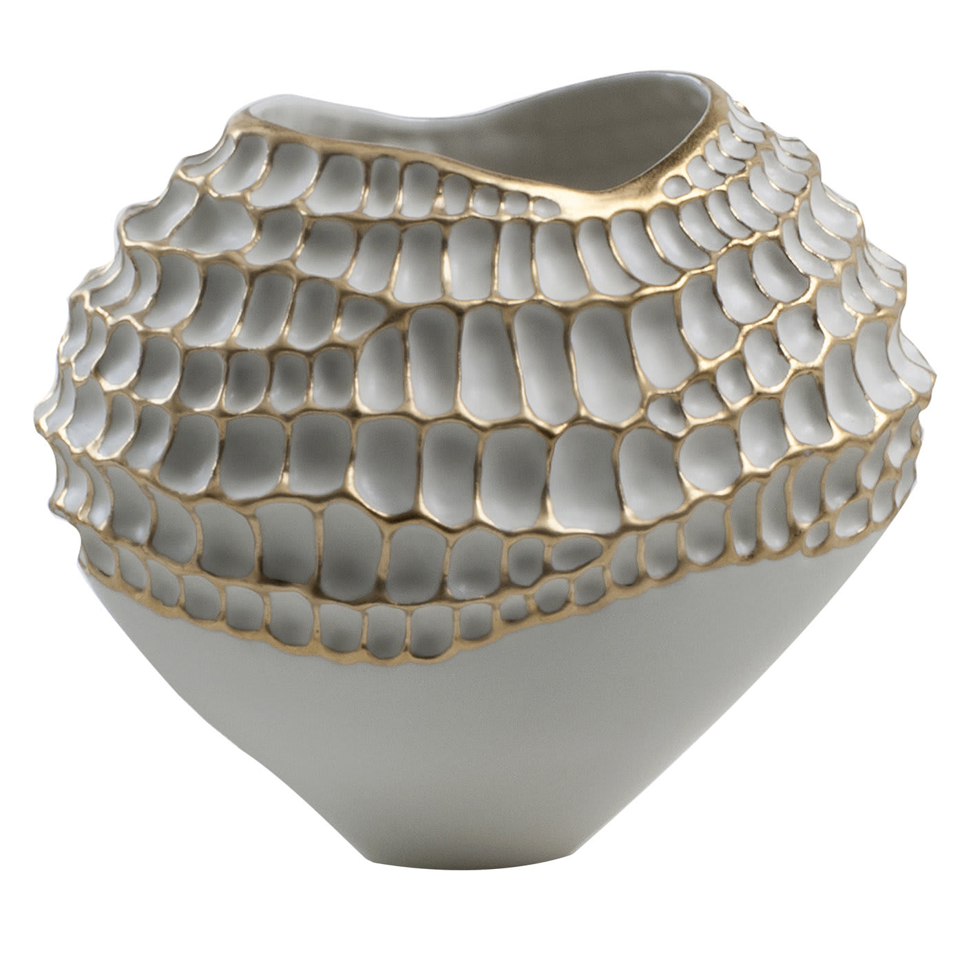 White and Gold Sporos Vase - Fos Ceramiche