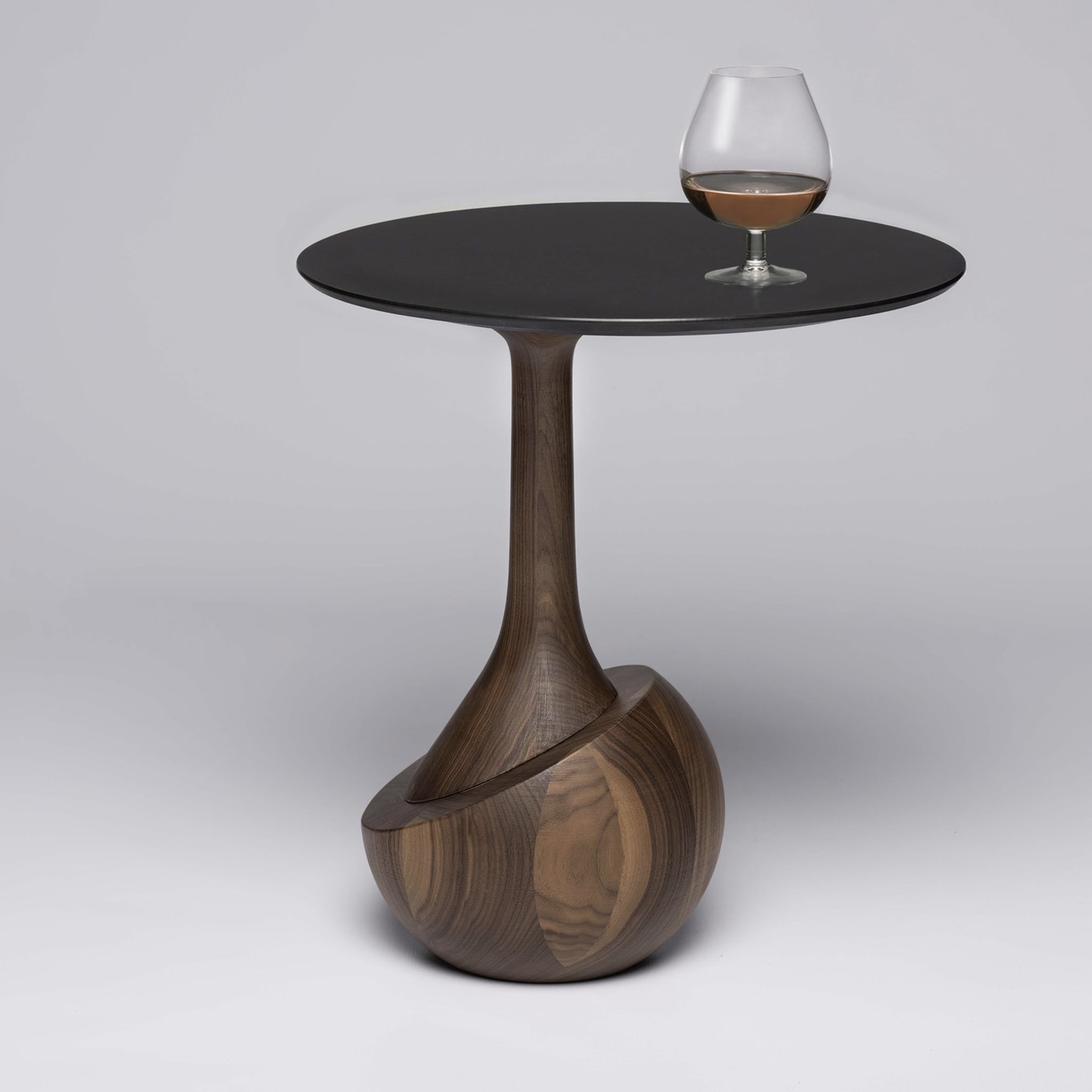 Achille Round Dark Walnut Wood Contemporary Side Table - Alternative view 1