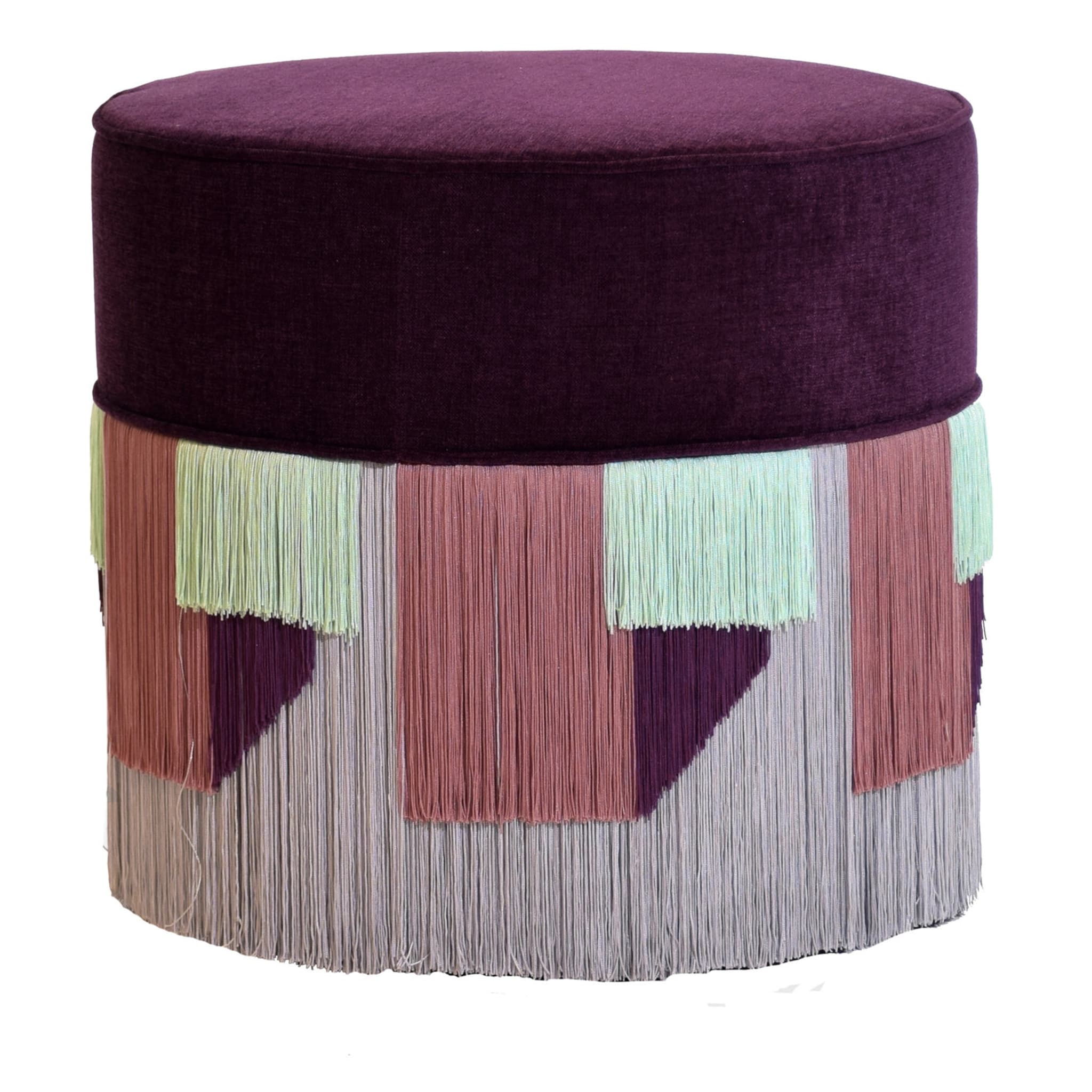 Couture Violet Pouf with Geometric Fringe - Main view