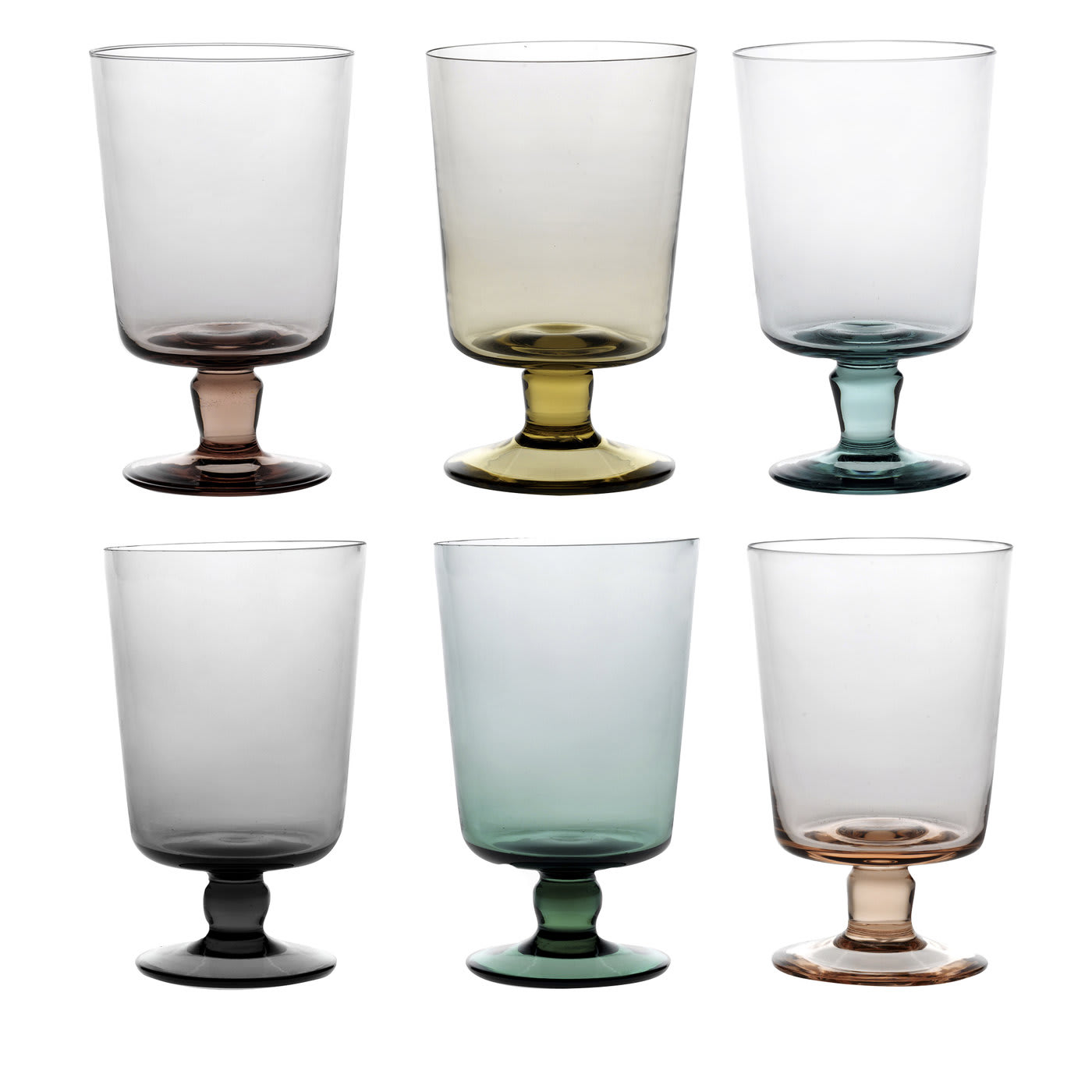 Set of 6 Puro Multicolor Stem Glasses - Mun