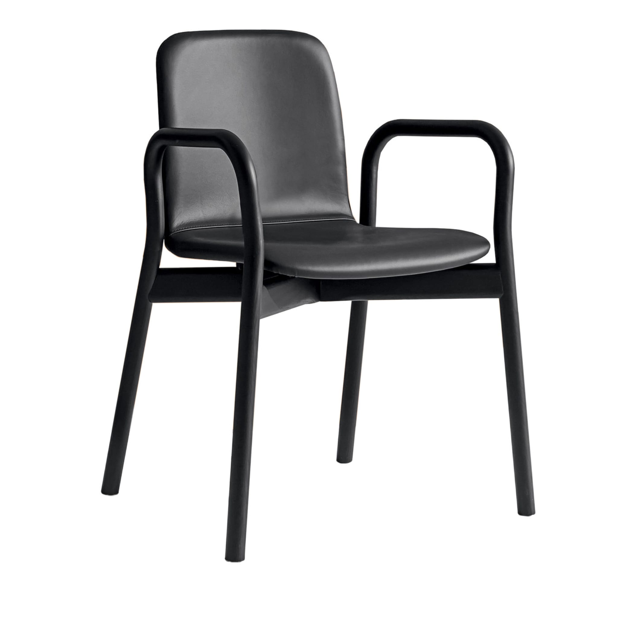 Chaise en cuir noir bicolore - Vue principale