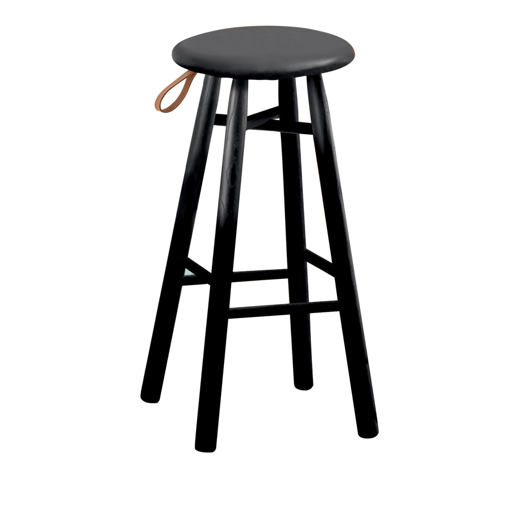 Tag Black Leather High Stool - Main view