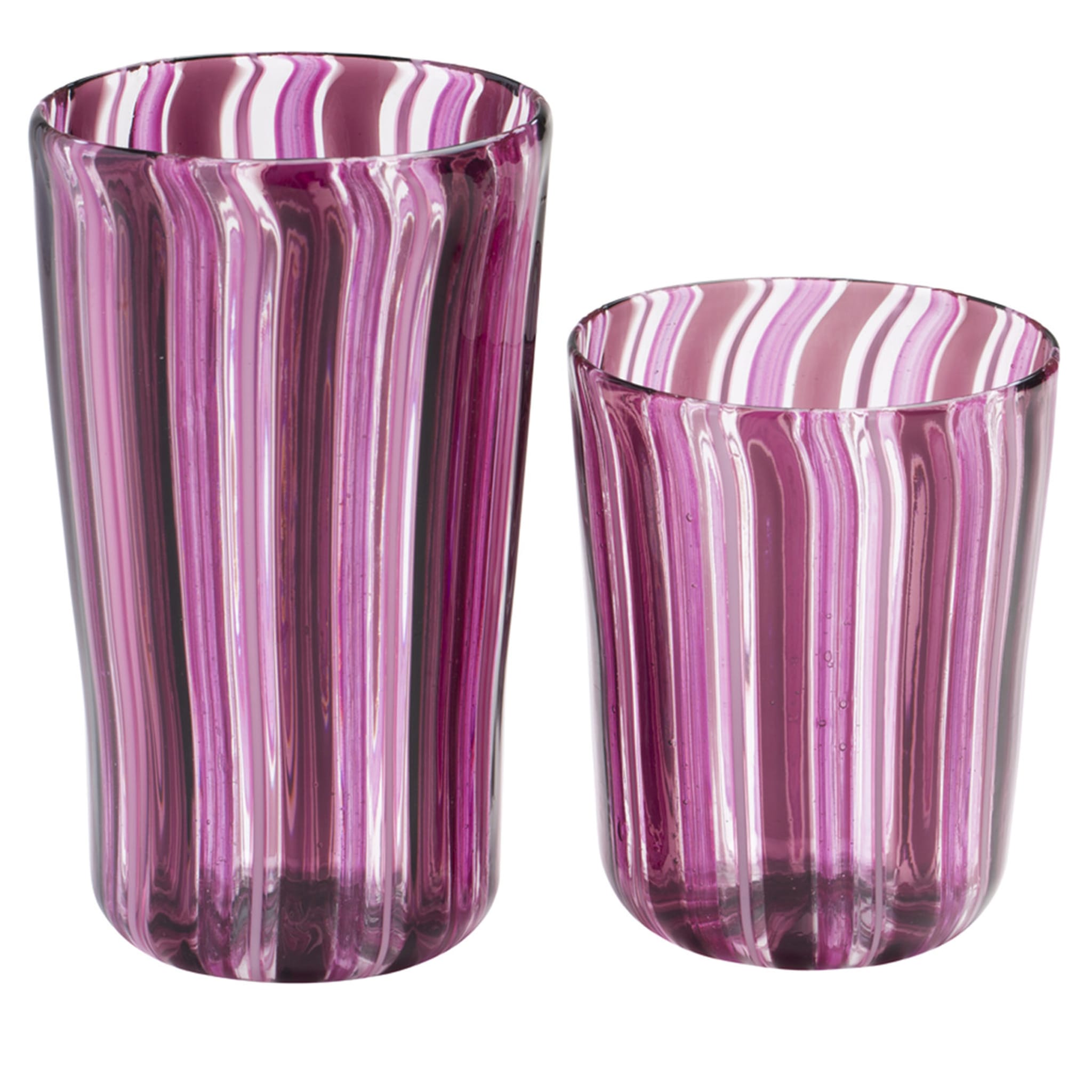 Set di bicchieri di Murano rosa da acqua e vino per sei persone - Vista principale