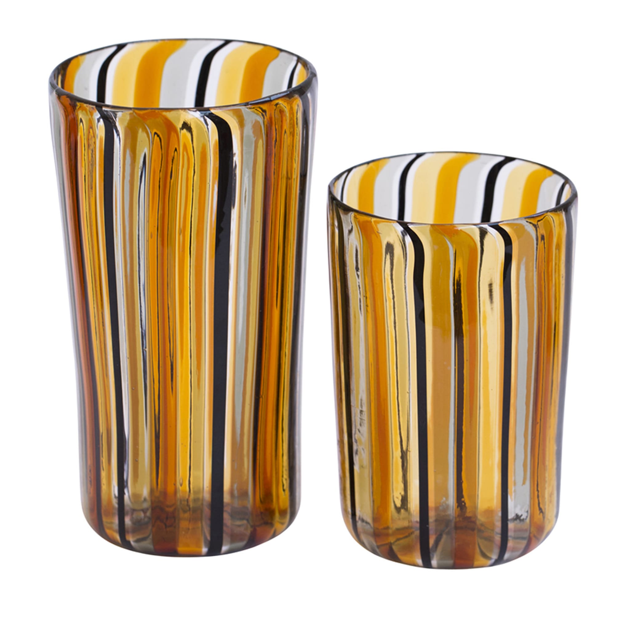 Set of Water and Wine Amber Murano Glasses for Six - Main view