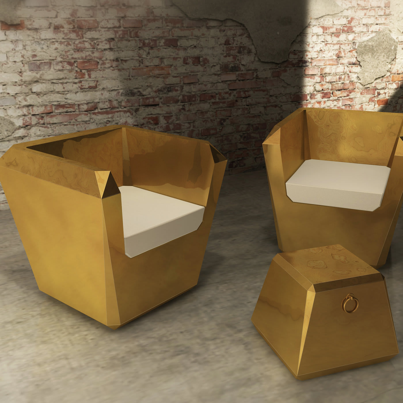 Lingotto Gold Armchair with Armrests by Garilab by Piter Perbellini - Altreforme