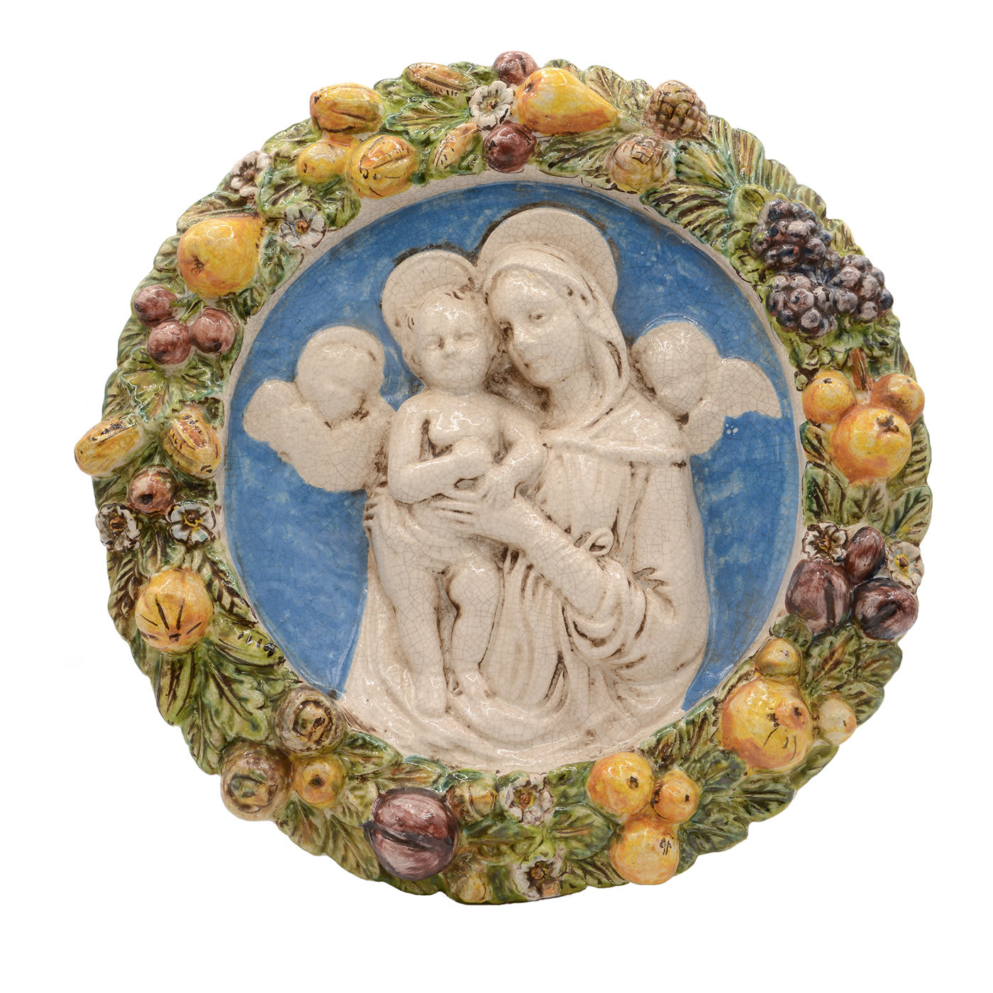 Marye-Kelley Decoupage Octagon Glass Plate Madonna & Child Renaissance  Christmas