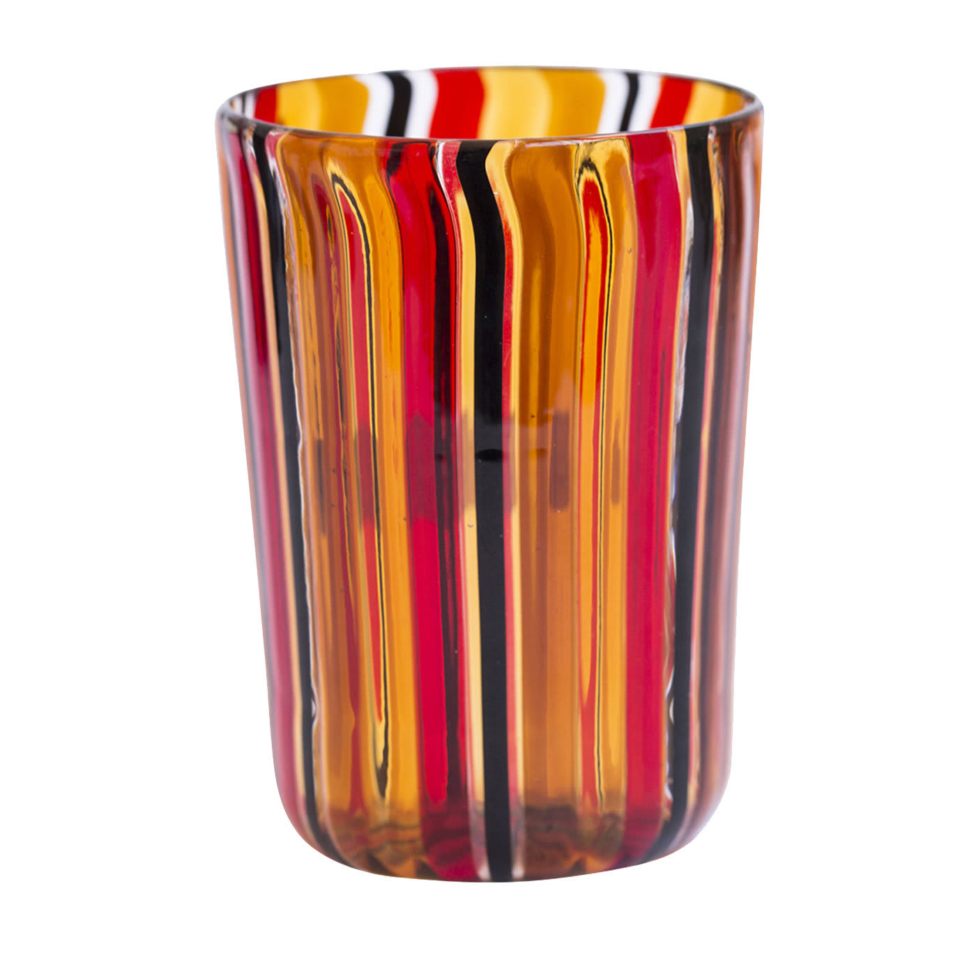 Set of 6 Amber & Red Murano Glasses - La Fornasotta