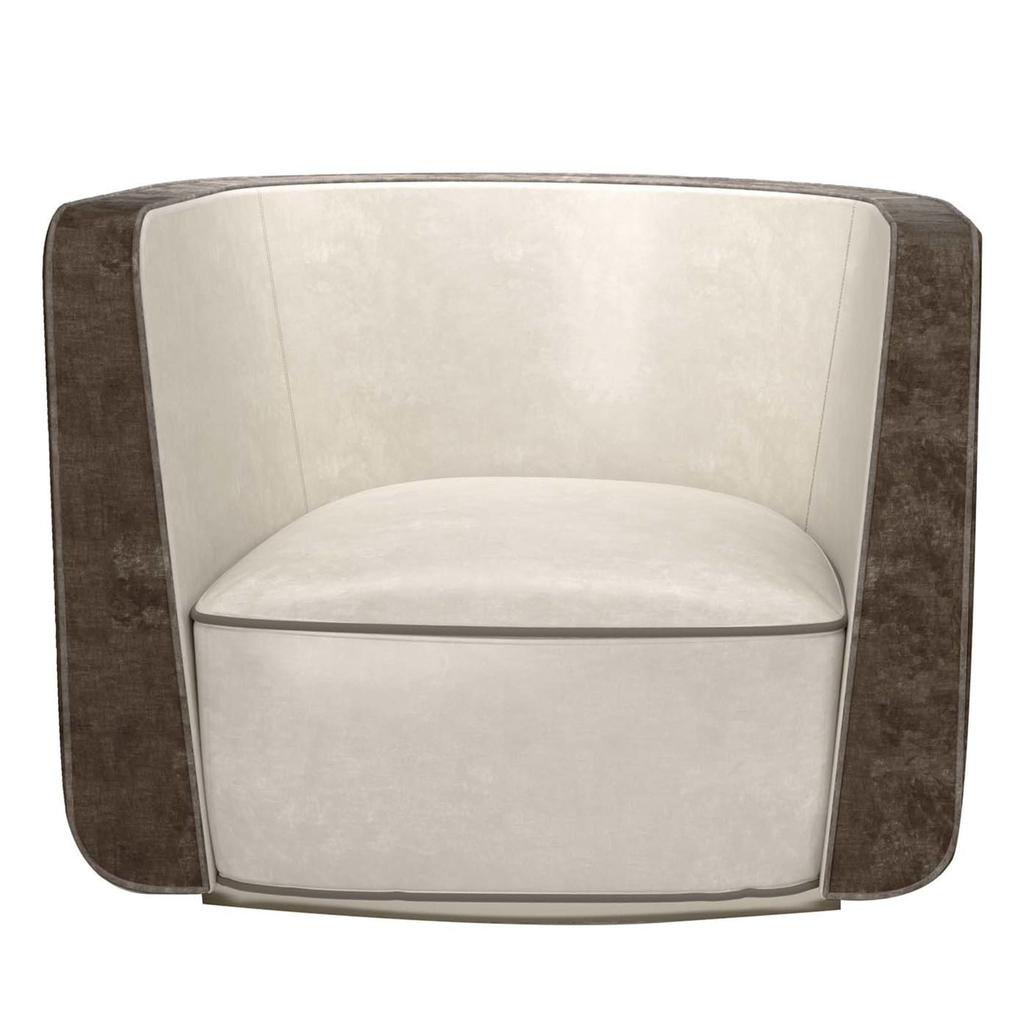 Ponza White and Taupe Swivel Armchair - Main view