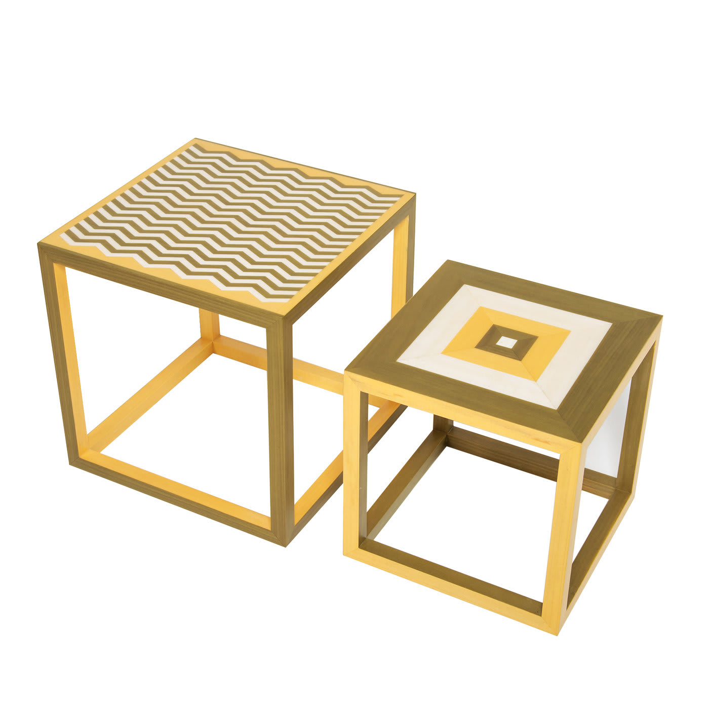 Partenope Yellow Squares Set of 2 Nesting Tables - Architetti Artigiani Anonimi