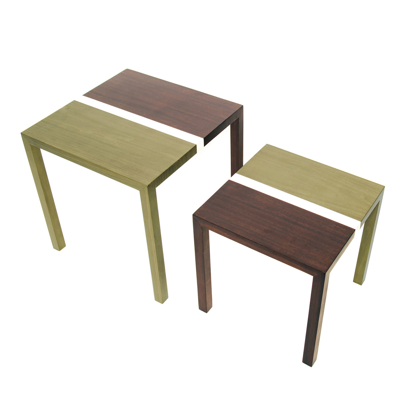 Partenope Green and Brown Set of Two Coffee Tables - Architetti Artigiani Anonimi