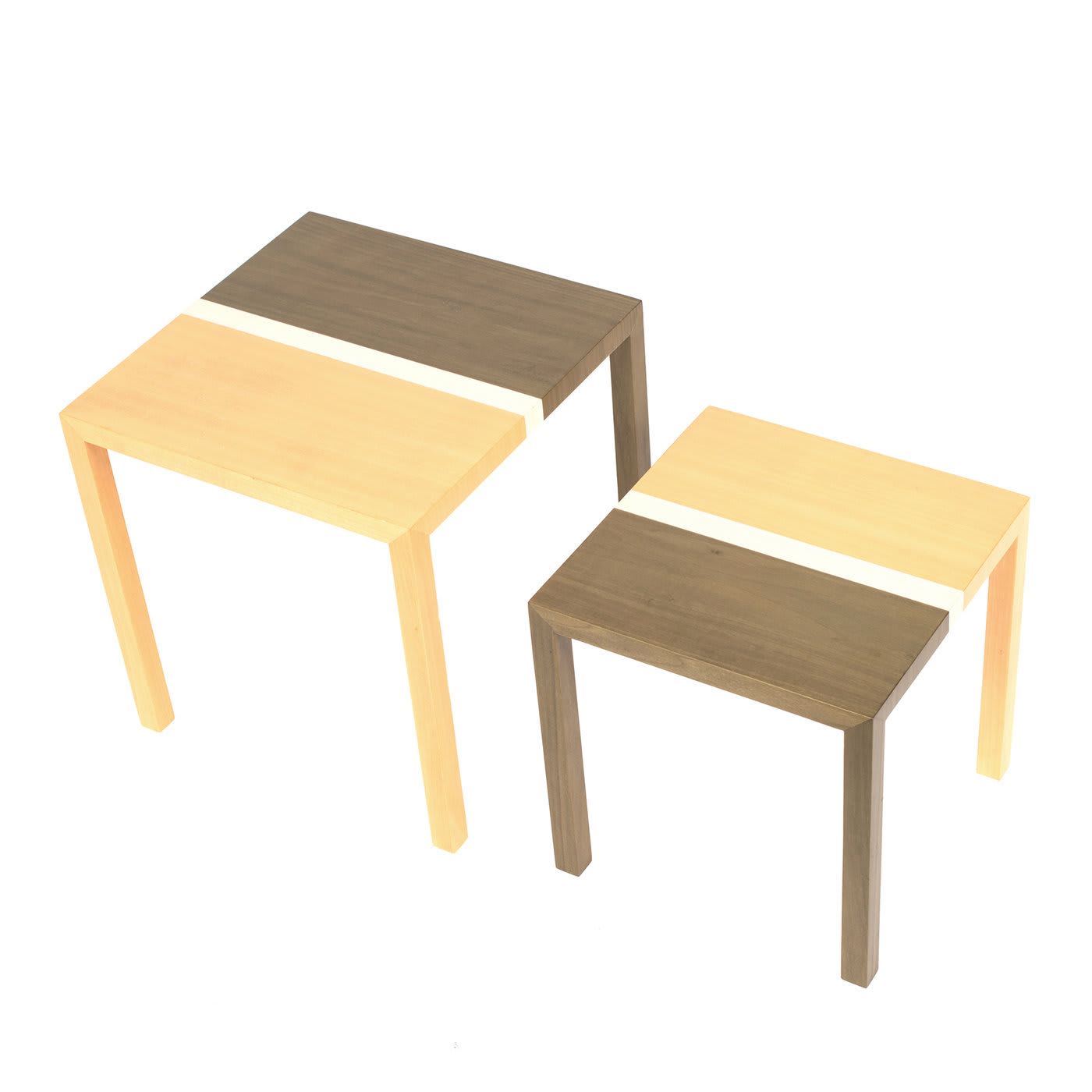 Partenope Yellow and Brown Set of 2 Nesting Tables - Architetti Artigiani Anonimi